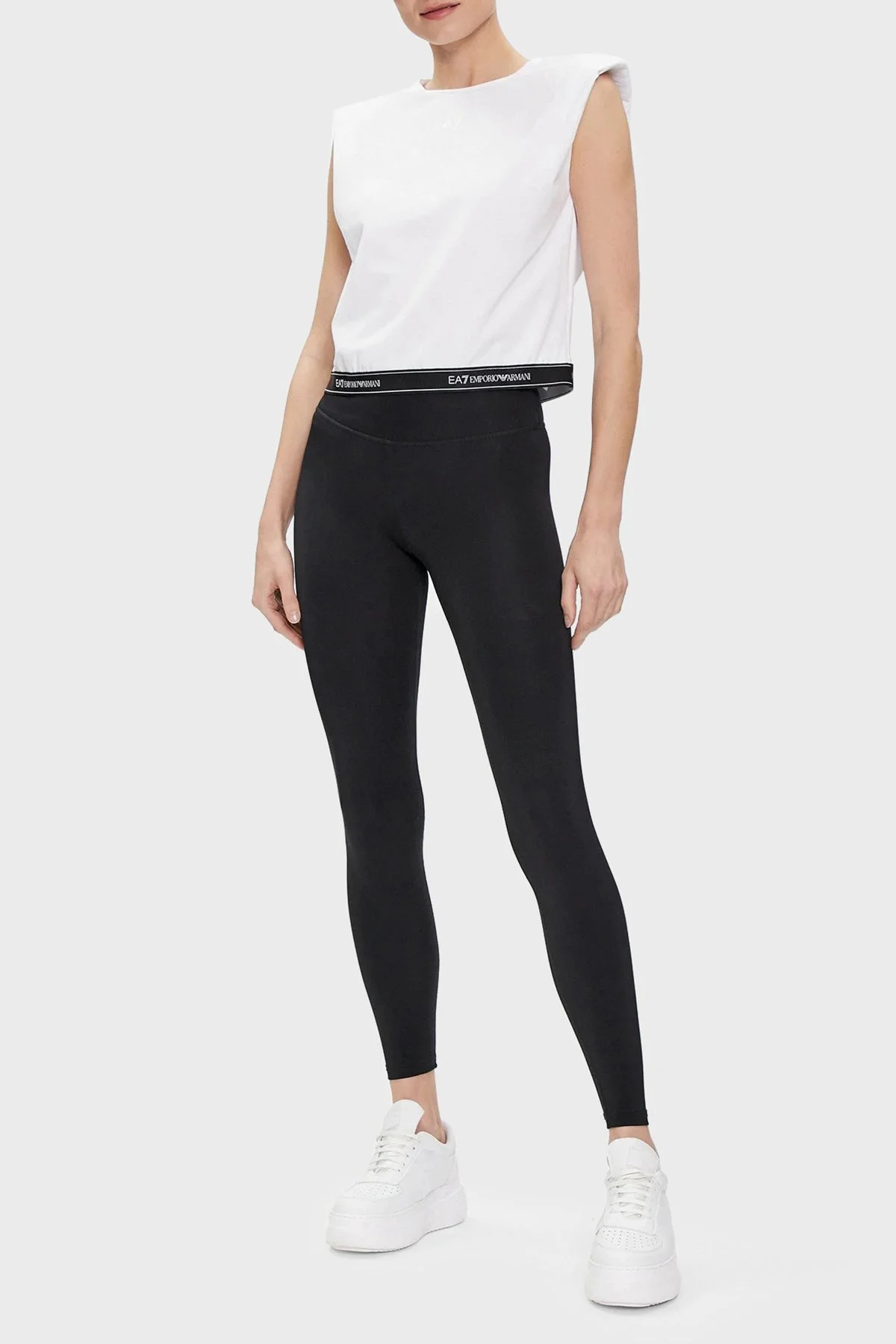 EA7 Streç Pamuklu Boxy Fit Kadın T Shirt 3DTT22 TJ6SZ 1100 BEYAZ - 2