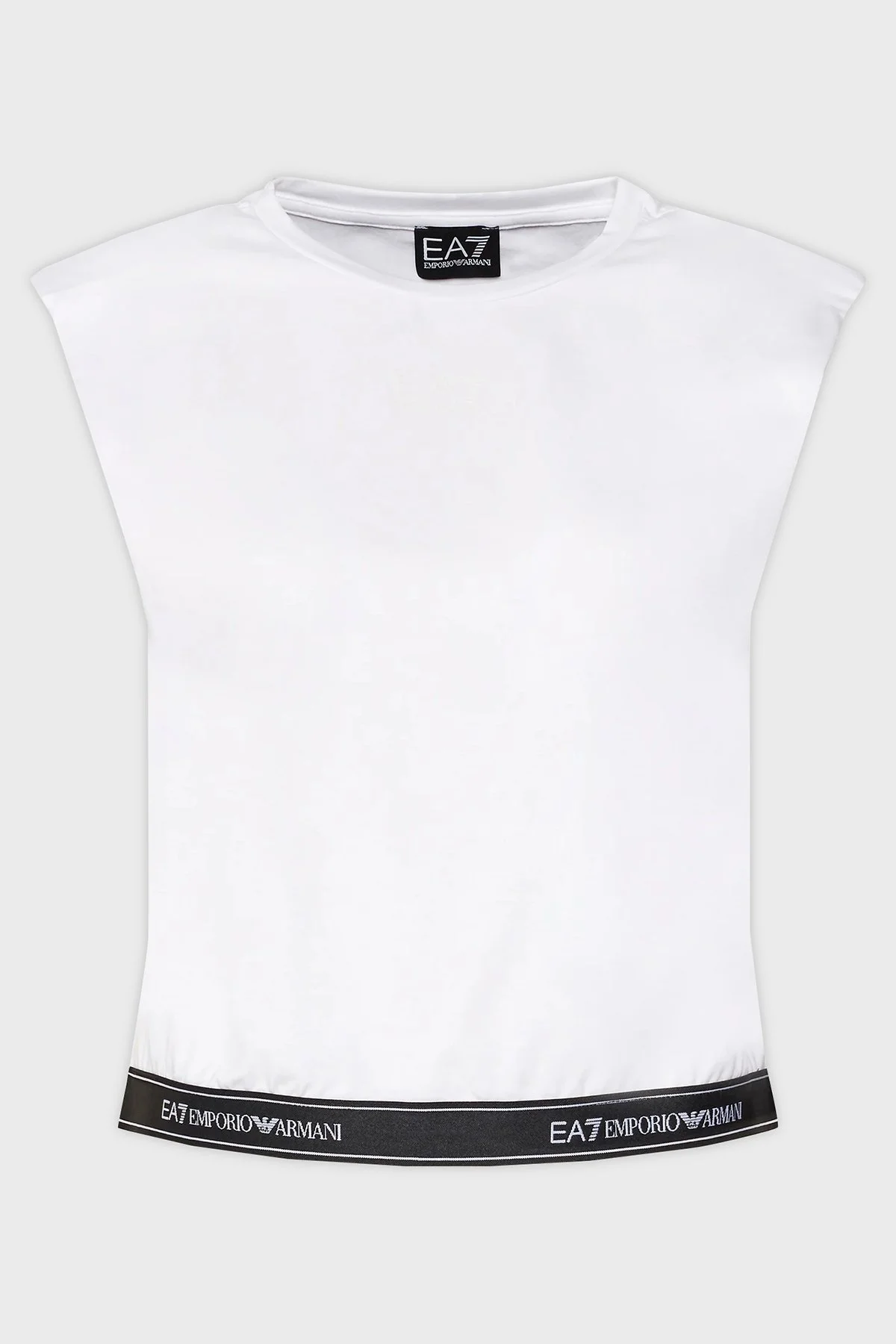 EA7 Streç Pamuklu Boxy Fit Kadın T Shirt 3DTT22 TJ6SZ 1100 BEYAZ - 6