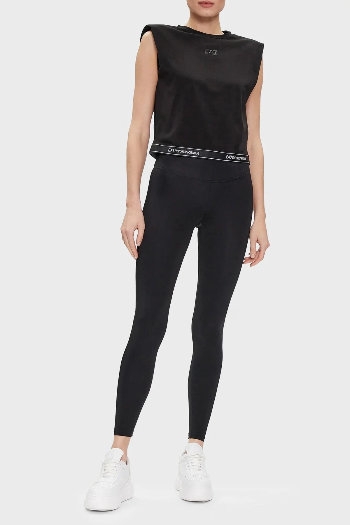 EA7 Streç Pamuklu Boxy Fit Bayan T Shirt 3DTT22 TJ6SZ 1200 SİYAH - 2