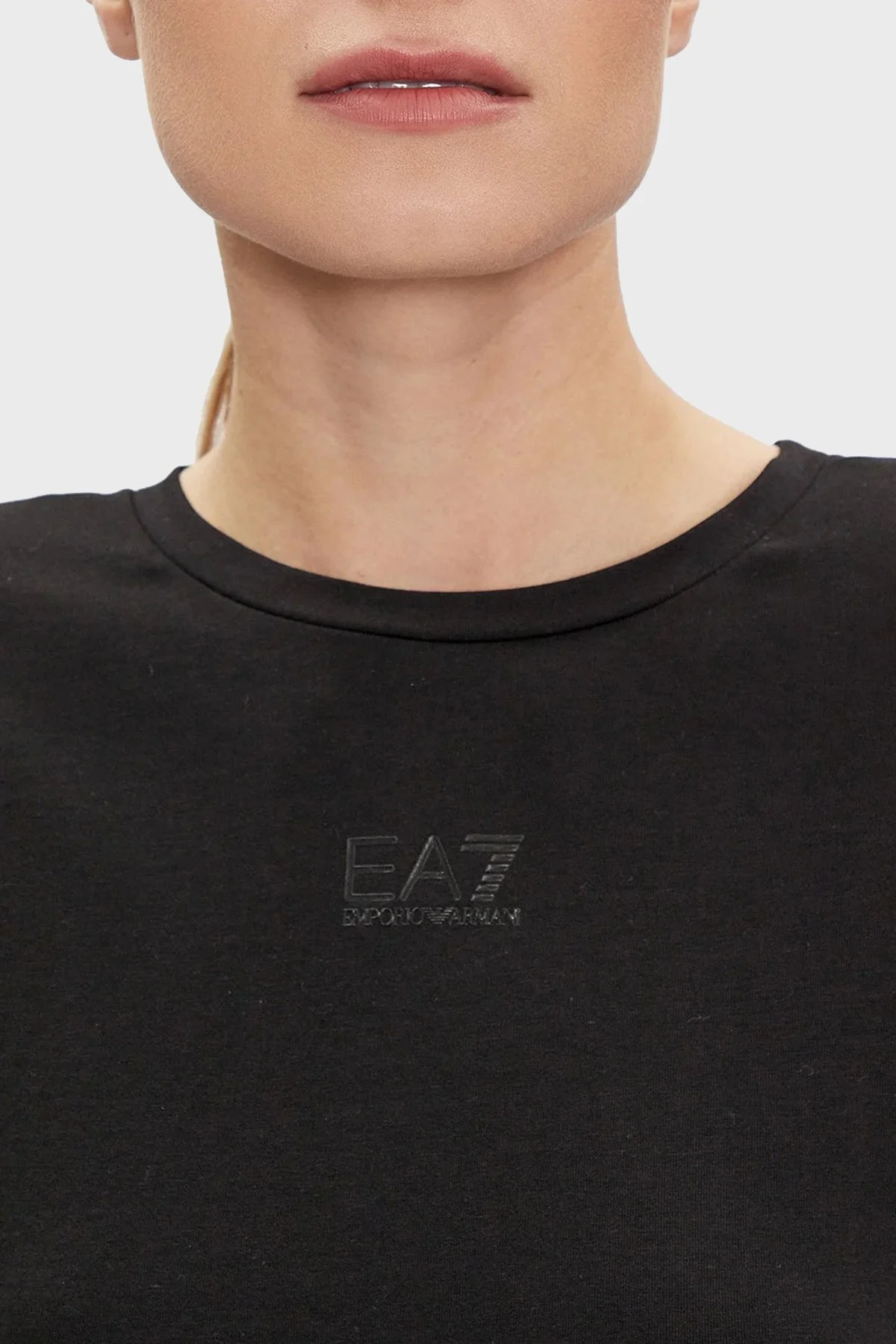 EA7 Streç Pamuklu Boxy Fit Kadın T Shirt 3DTT22 TJ6SZ 1200 SİYAH - 4