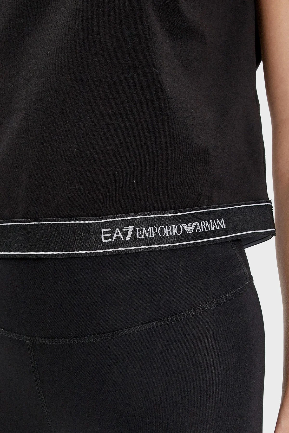 EA7 Streç Pamuklu Boxy Fit Kadın T Shirt 3DTT22 TJ6SZ 1200 SİYAH - 5