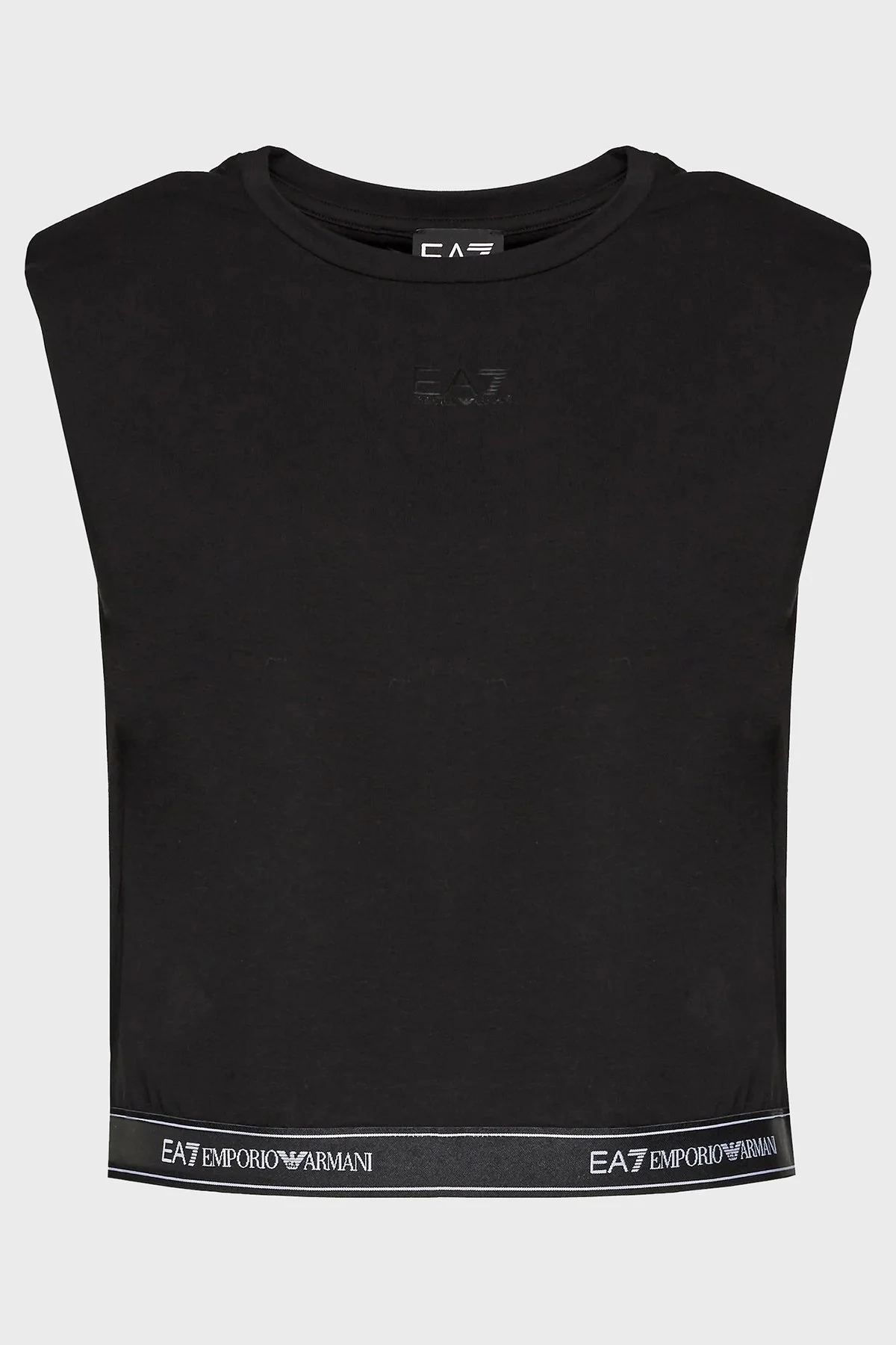 EA7 Streç Pamuklu Boxy Fit Kadın T Shirt 3DTT22 TJ6SZ 1200 SİYAH - 6