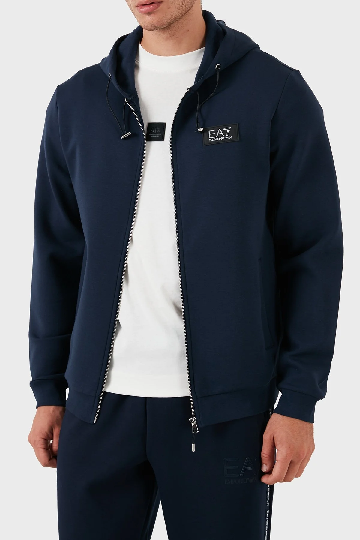 EA7 Streç Pamuklu Kapüşonlu Regular Fit Erkek Sweat 3DPM82 PJUEZ 1554 LACİVERT - 2