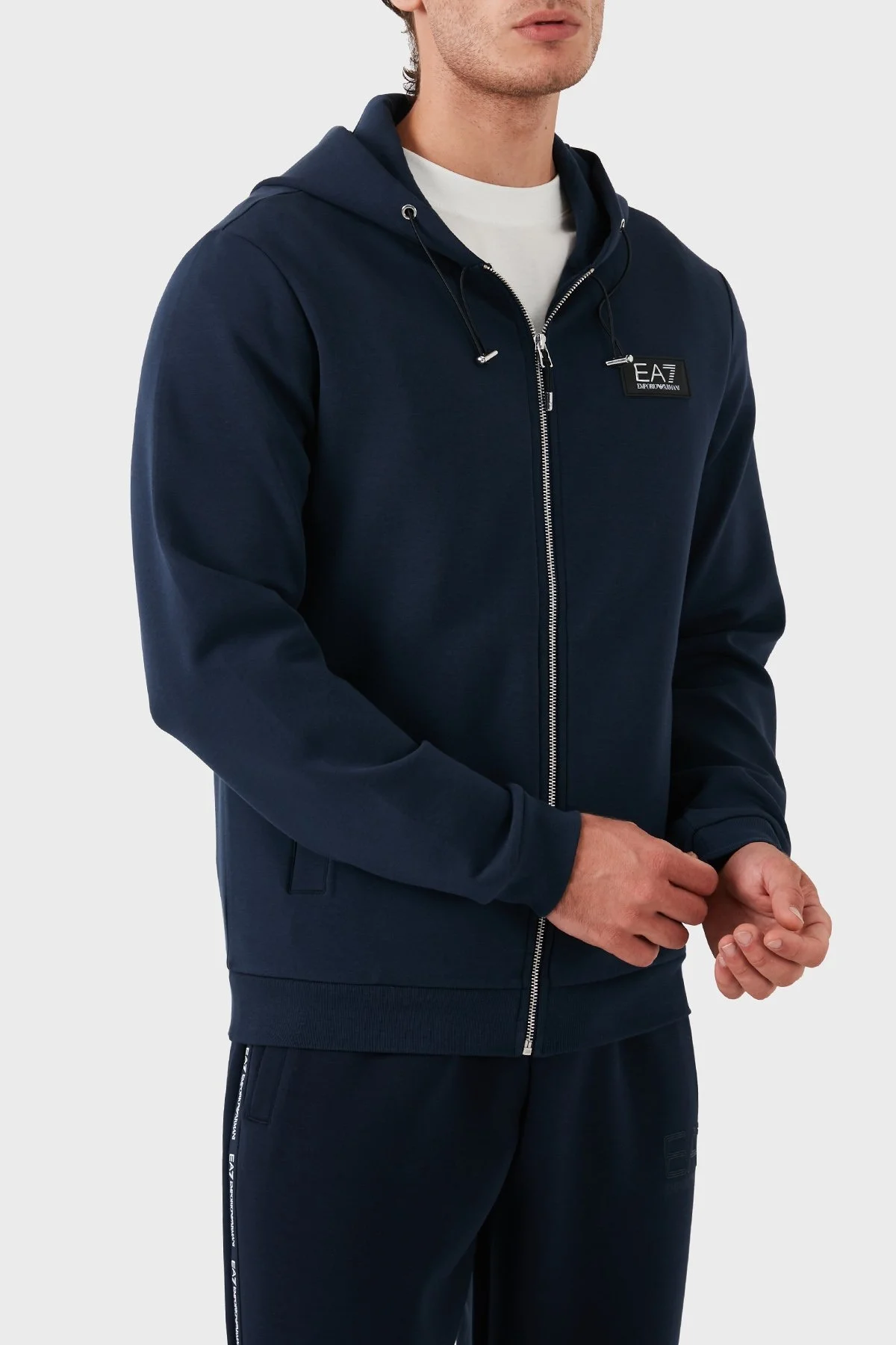 EA7 Streç Pamuklu Kapüşonlu Regular Fit Erkek Sweat 3DPM82 PJUEZ 1554 LACİVERT - 4