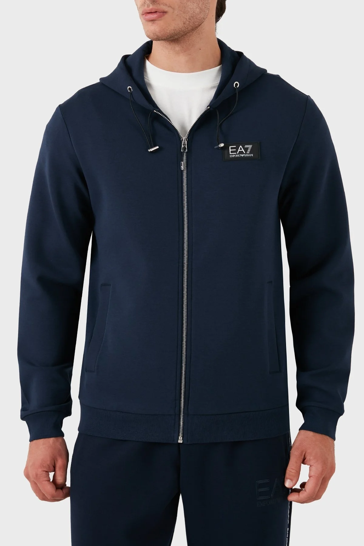 EA7 Streç Pamuklu Kapüşonlu Regular Fit Erkek Sweat 3DPM82 PJUEZ 1554 LACİVERT - 5