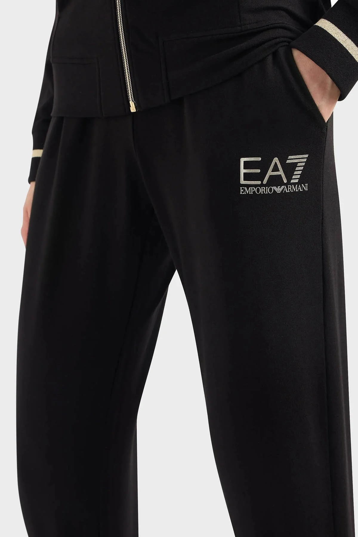 EA7 Streç Pamuklu Regular Fit Bayan Eşofman Takımı 3DTV51 TJTXZ 0200 SİYAH - 5