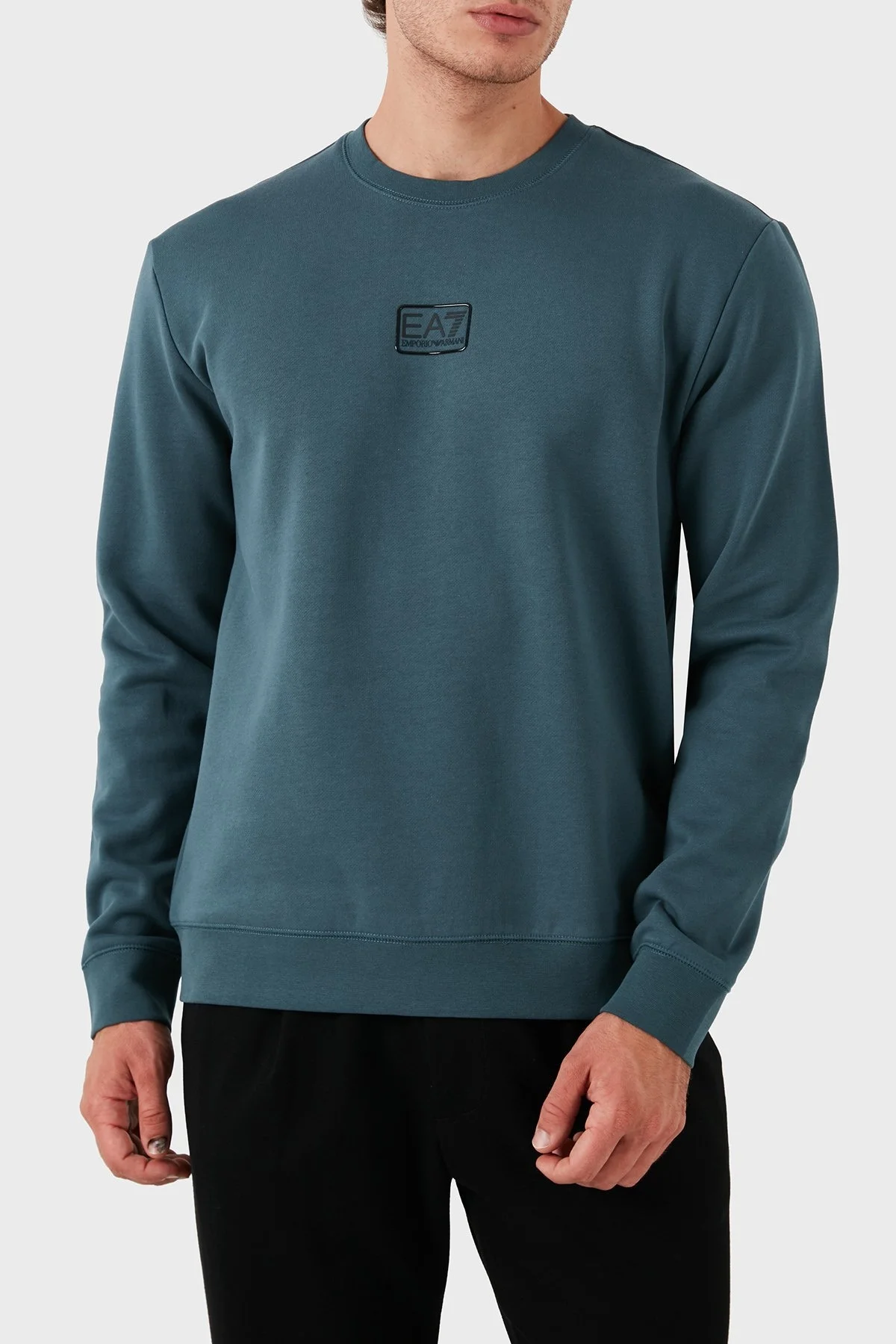 EA7 Streç Pamuklu Regular Fit Bisiklet Yaka Erkek Sweat 3DPM92 PJ07Z 1821 PETROL - 1