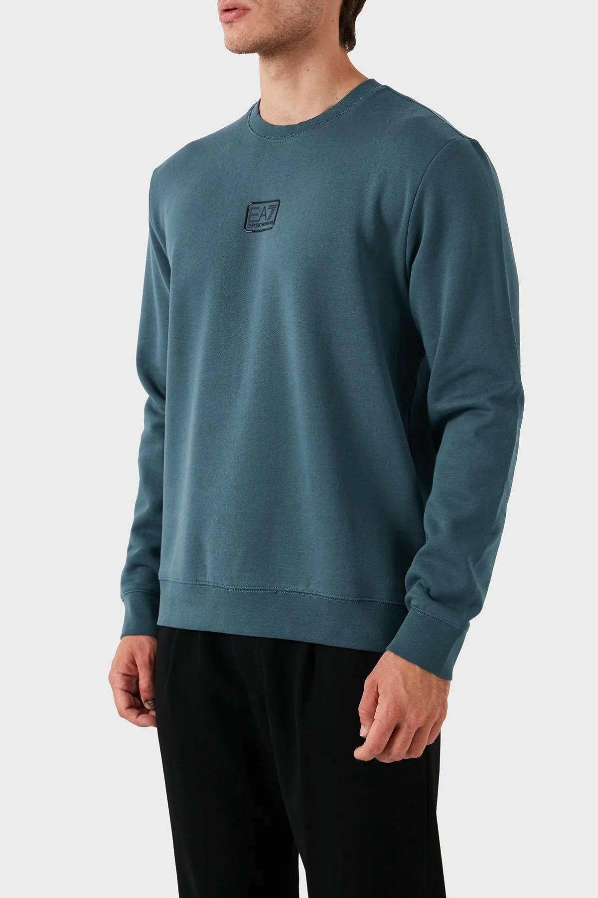 EA7 Streç Pamuklu Regular Fit Bisiklet Yaka Erkek Sweat 3DPM92 PJ07Z 1821 PETROL - 3