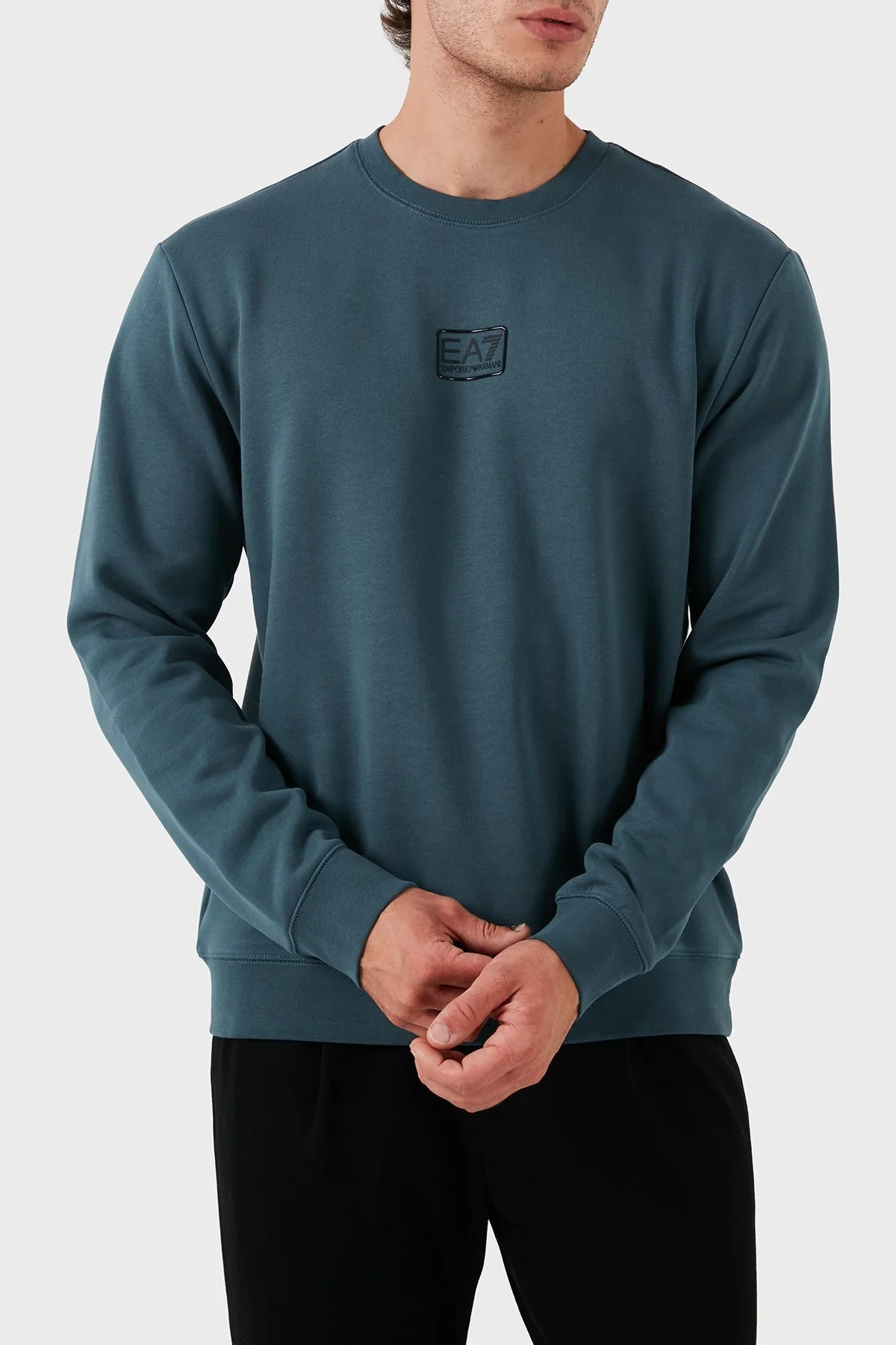 EA7 Streç Pamuklu Regular Fit Bisiklet Yaka Erkek Sweat 3DPM92 PJ07Z 1821 PETROL - 4