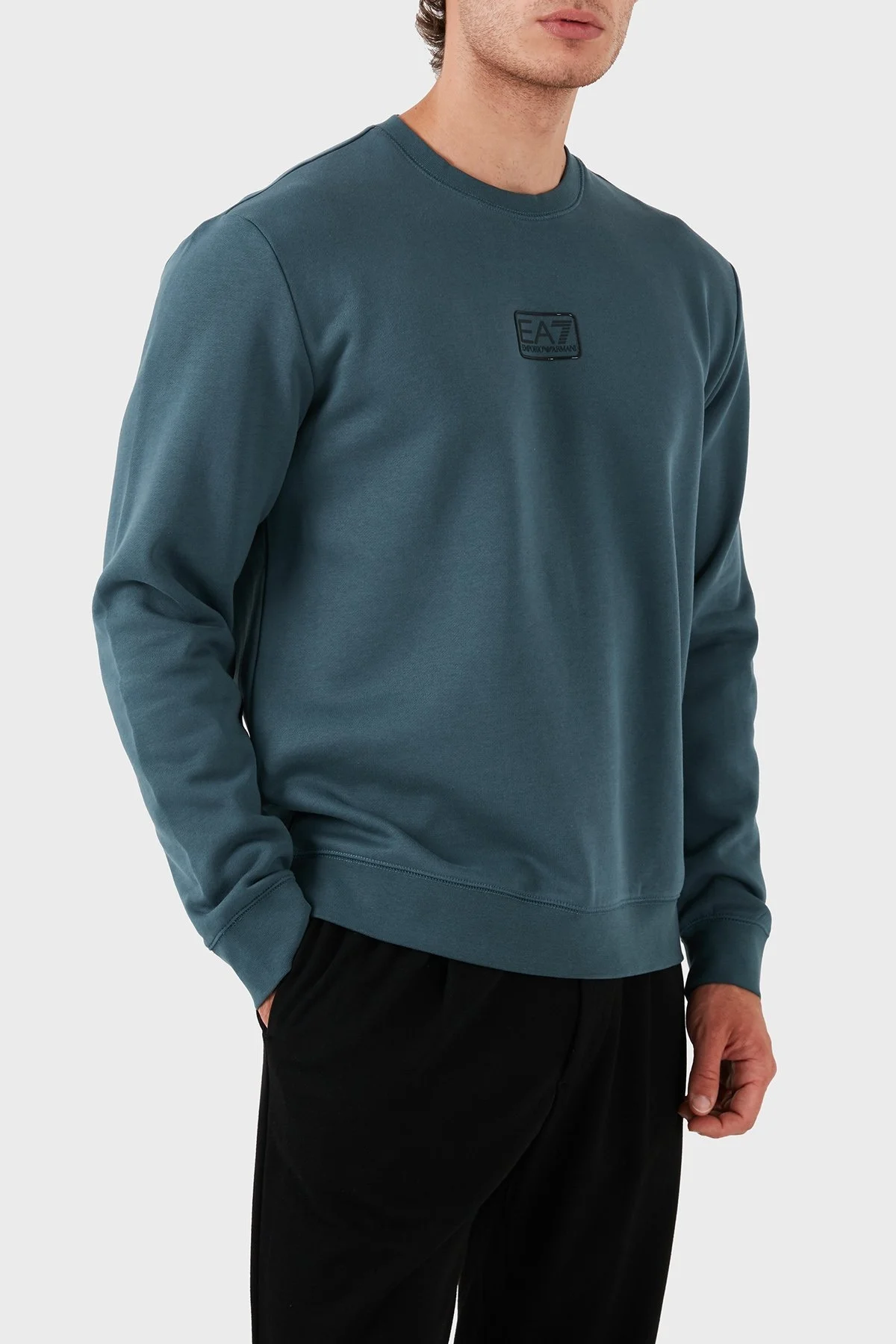 EA7 Streç Pamuklu Regular Fit Bisiklet Yaka Erkek Sweat 3DPM92 PJ07Z 1821 PETROL - 5