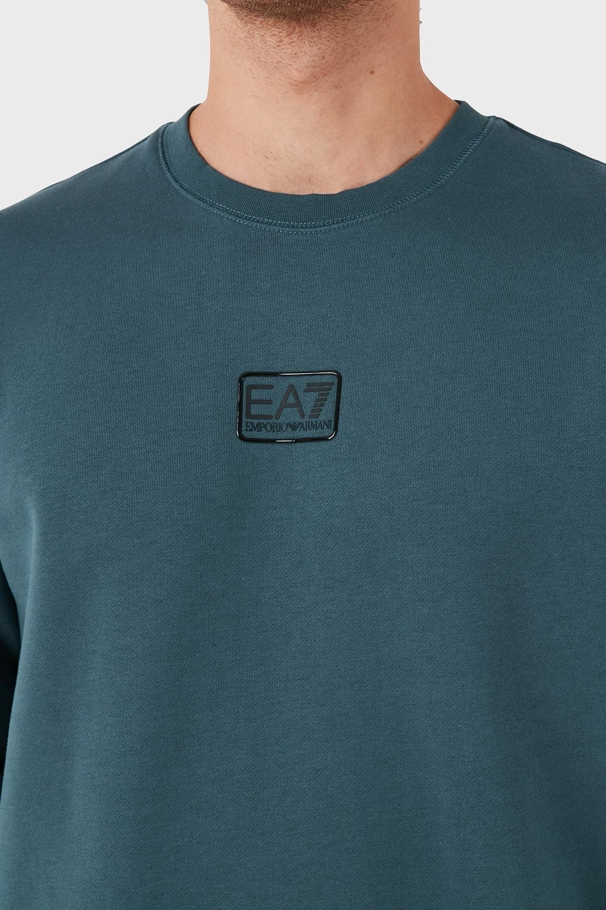 EA7 Streç Pamuklu Regular Fit Bisiklet Yaka Erkek Sweat 3DPM92 PJ07Z 1821 PETROL - 6