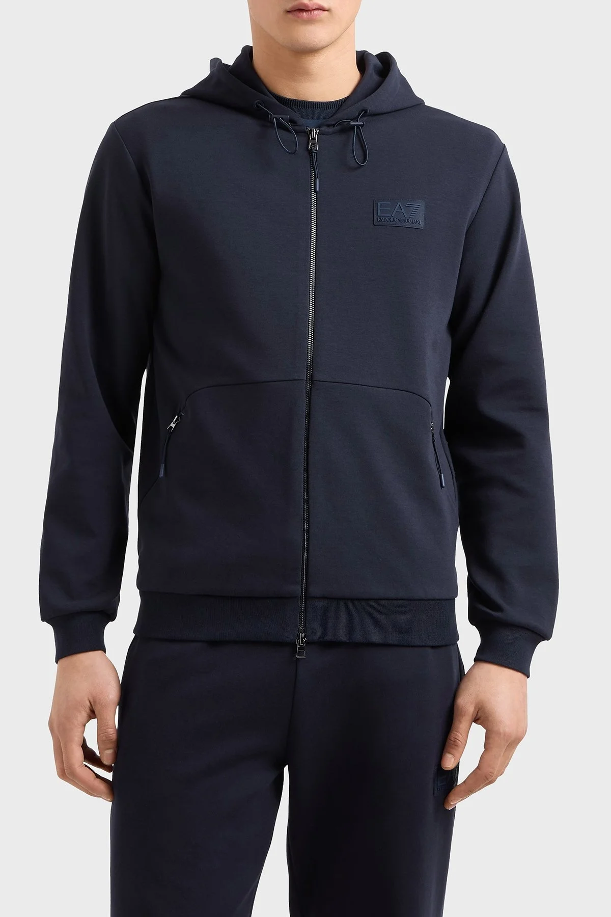 EA7 Streç Pamuklu Regular Fit Kapüşonlu Erkek Sweat 7M000094 AF12116 UB102 LACİVERT - 1