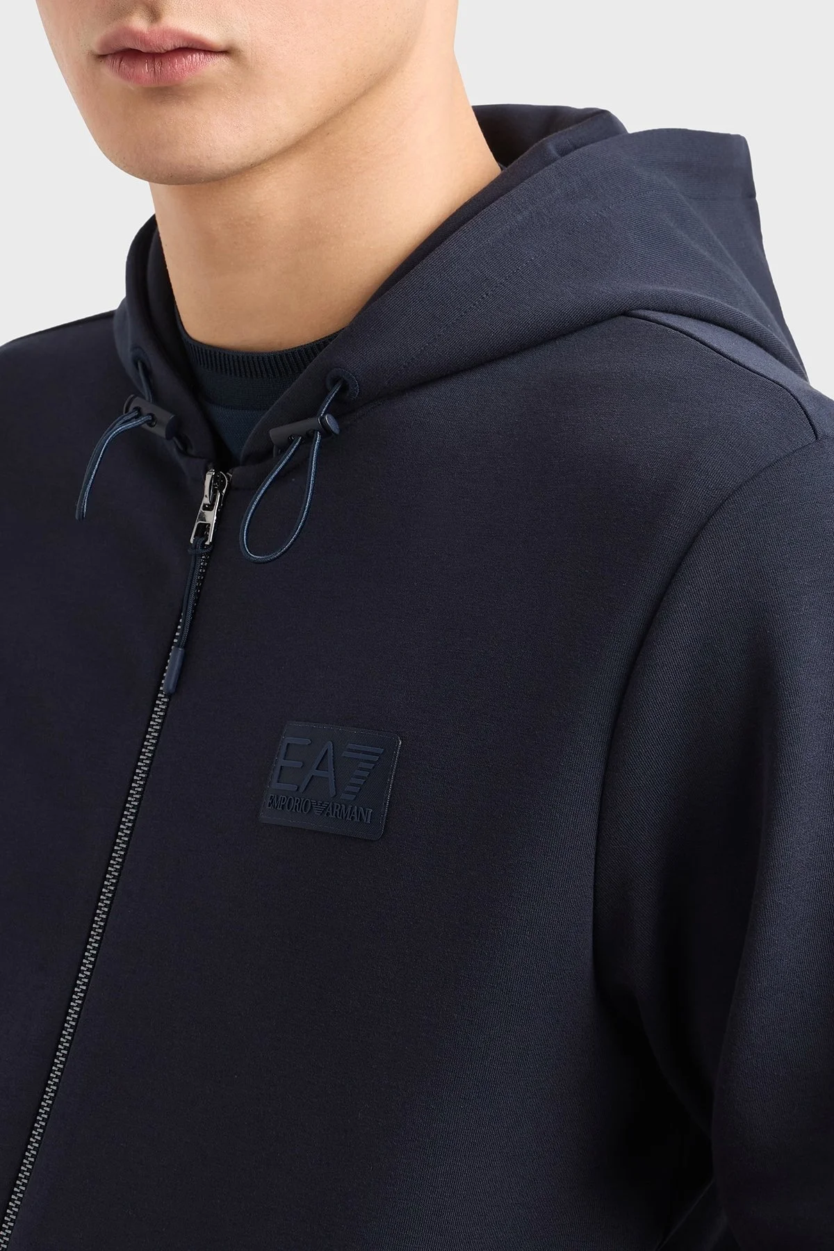 EA7 Streç Pamuklu Regular Fit Kapüşonlu Erkek Sweat 7M000094 AF12116 UB102 LACİVERT - 4