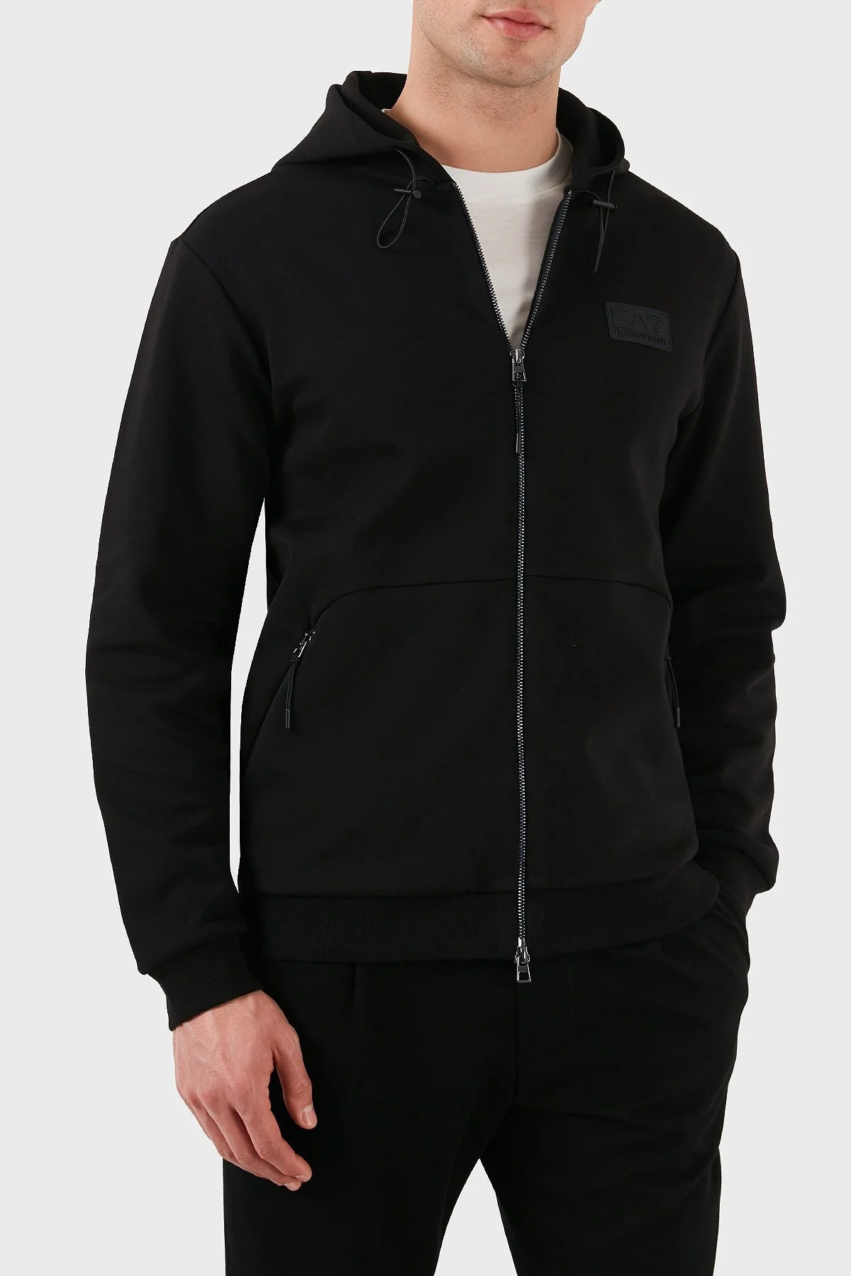 EA7 Streç Pamuklu Regular Fit Kapüşonlu Erkek Sweat 7M000094 AF12116 UC001 SİYAH - 5