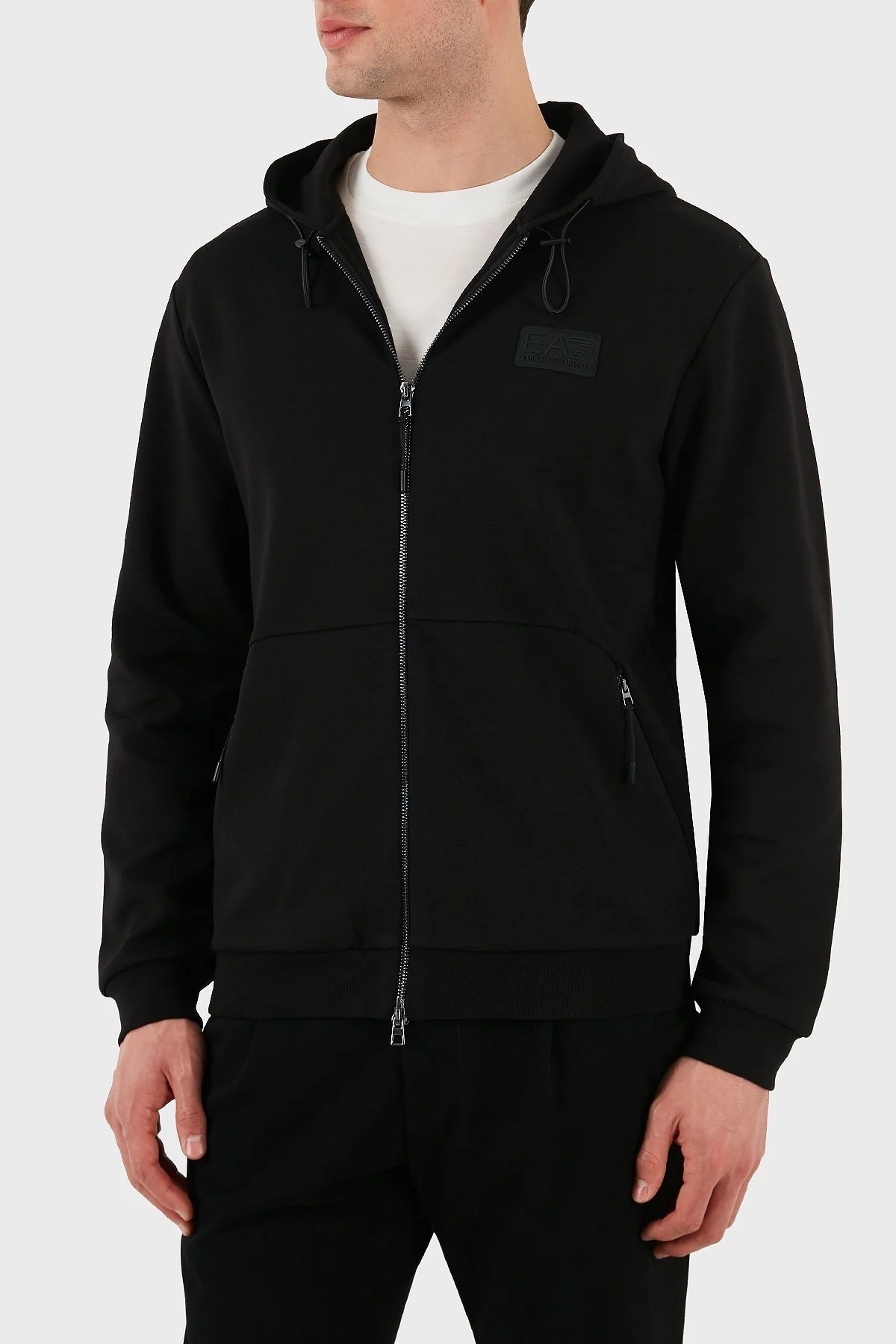 EA7 Streç Pamuklu Regular Fit Kapüşonlu Erkek Sweat 7M000094 AF12116 UC001 SİYAH - 7