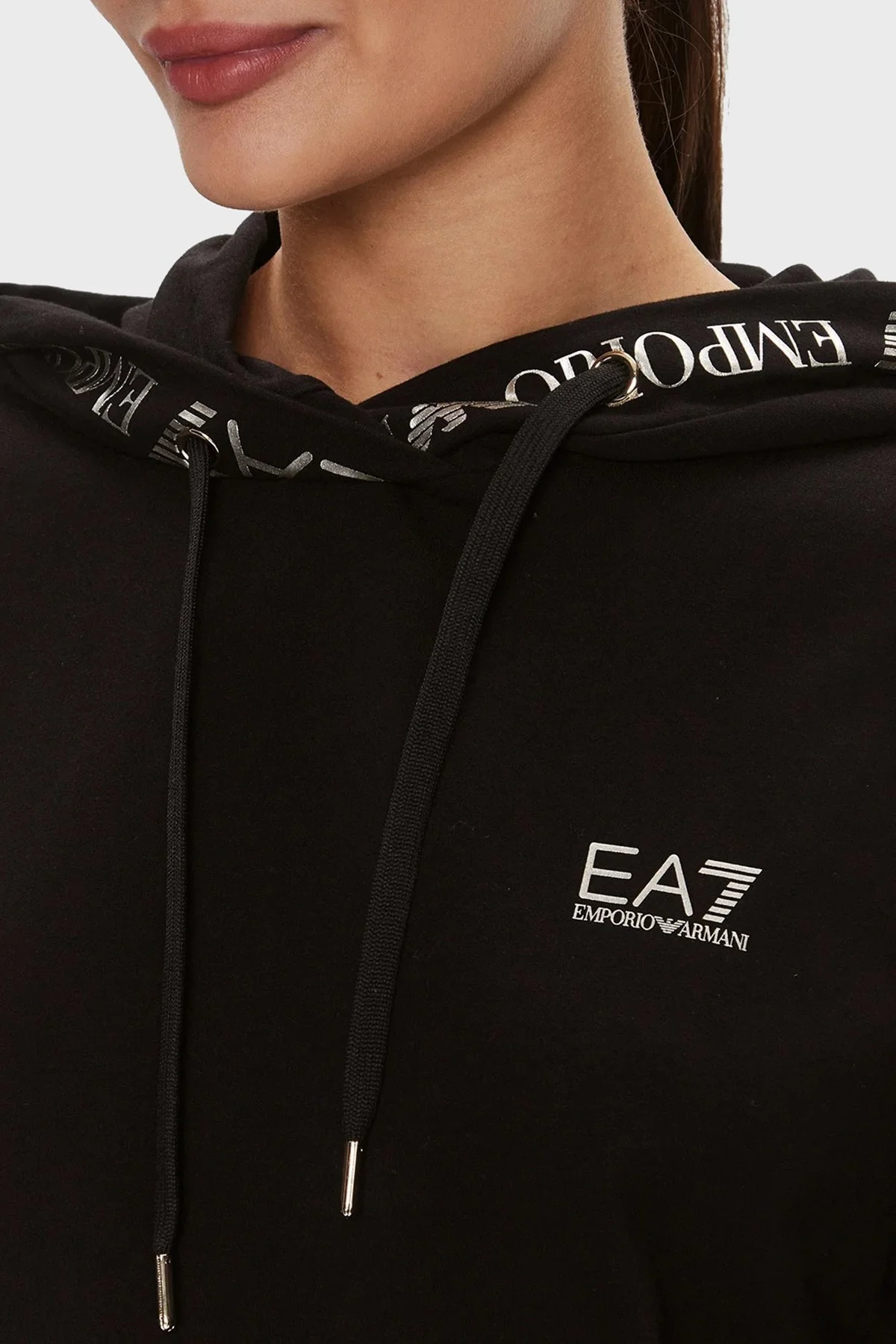 EA7 Streç Pamuklu Regular Fit Logolu Bayan Eşofman Takımı 8NTV52 TJTXZ 0200 SİYAH - 4