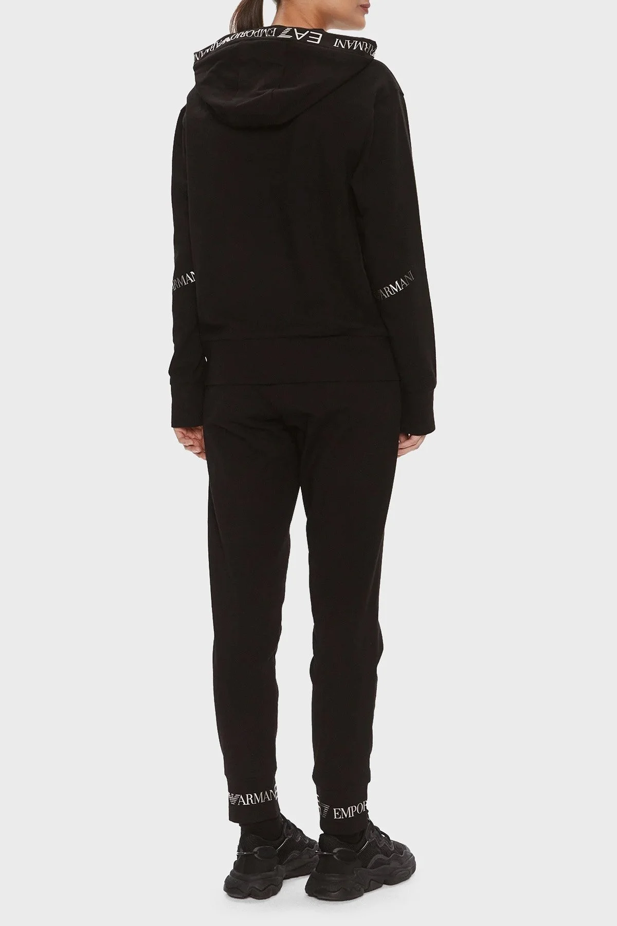 EA7 Streç Pamuklu Regular Fit Logolu Bayan Eşofman Takımı 8NTV52 TJTXZ 0200 SİYAH - 7
