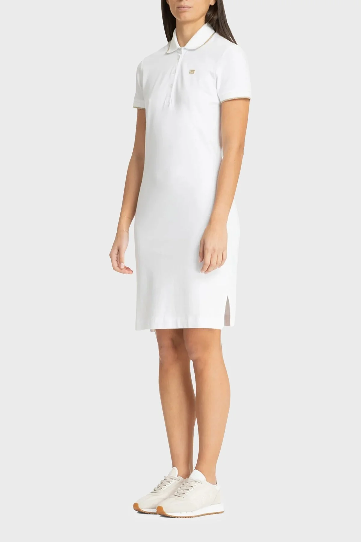 EA7 Streç Pamuklu Regular Fit Polo Yaka Mini Bayan Elbise 3DTA56 TJ9DZ 1100 BEYAZ - 1