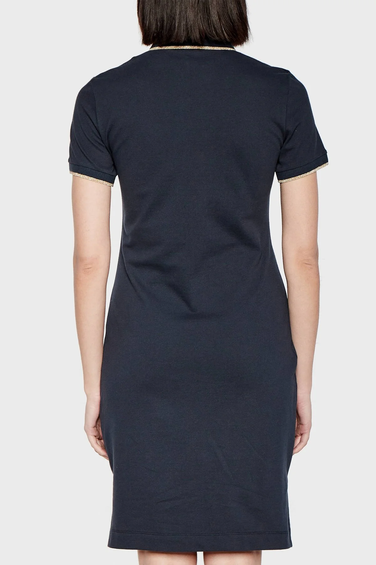 EA7 Streç Pamuklu Regular Fit Polo Yaka Mini Kadın Elbise 3DTA56 TJ9DZ 1555 LACİVERT - 3