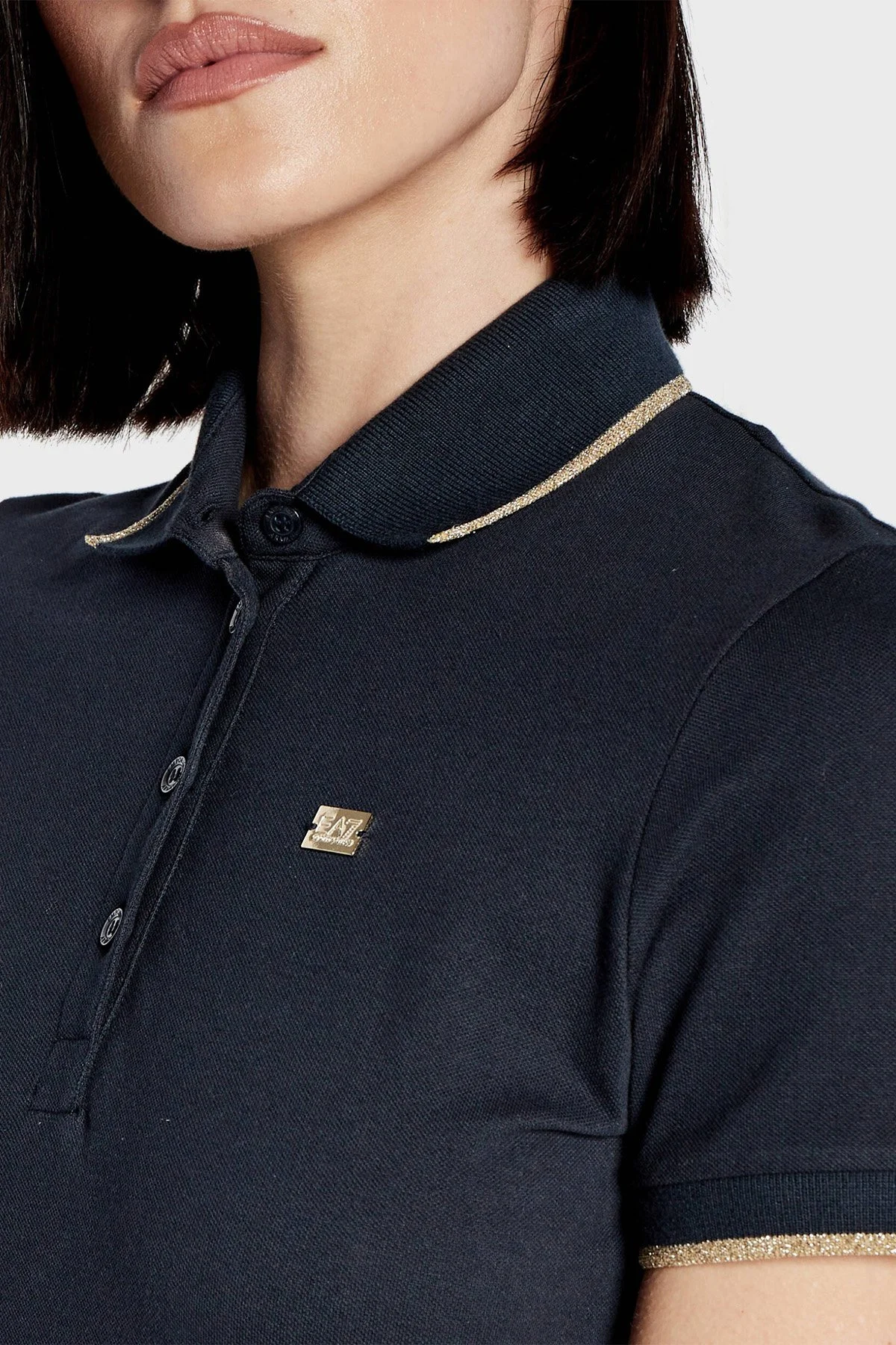 EA7 Streç Pamuklu Regular Fit Polo Yaka Mini Kadın Elbise 3DTA56 TJ9DZ 1555 LACİVERT - 5