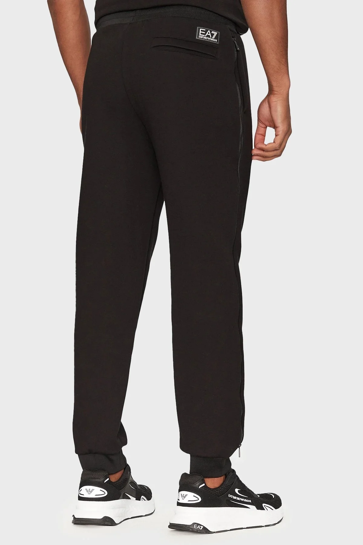 EA7 Streç Pamuklu Regular Fit Yüksek Bel Ribanalı Paça Jogger Erkek Pantolon 7M000144 AF13538 UC001 SİYAH - 3