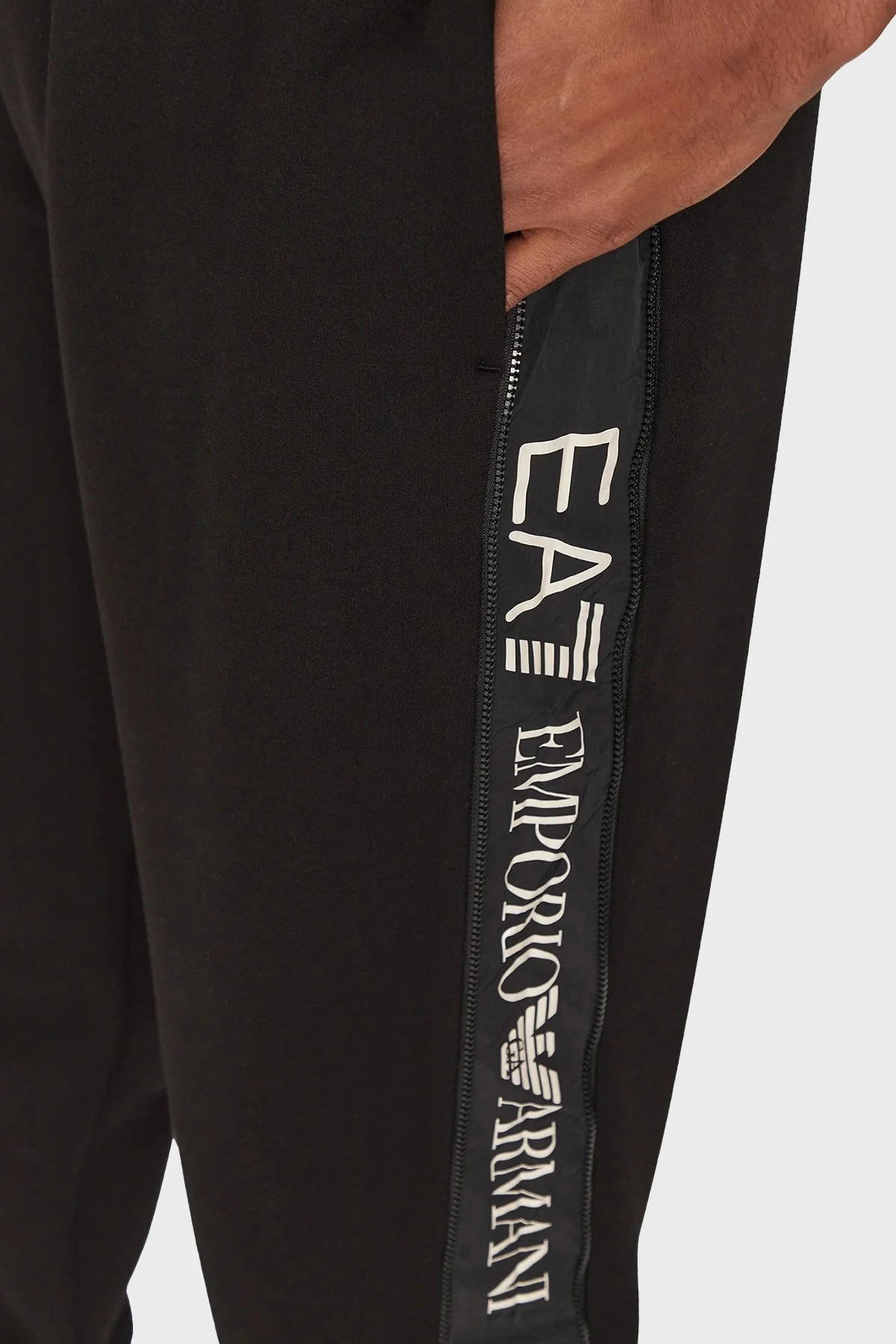 EA7 Streç Pamuklu Regular Fit Yüksek Bel Ribanalı Paça Jogger Erkek Pantolon 7M000144 AF13538 UC001 SİYAH - 4