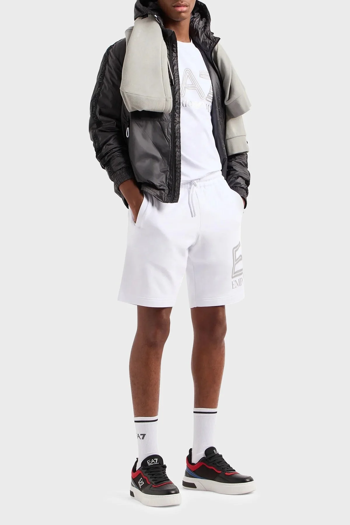 EA7 Streç Pamuklu Slim Fit Bisiklet Yaka Erkek T Shirt 3DPT37 PJMUZ 1100 BEYAZ - 3