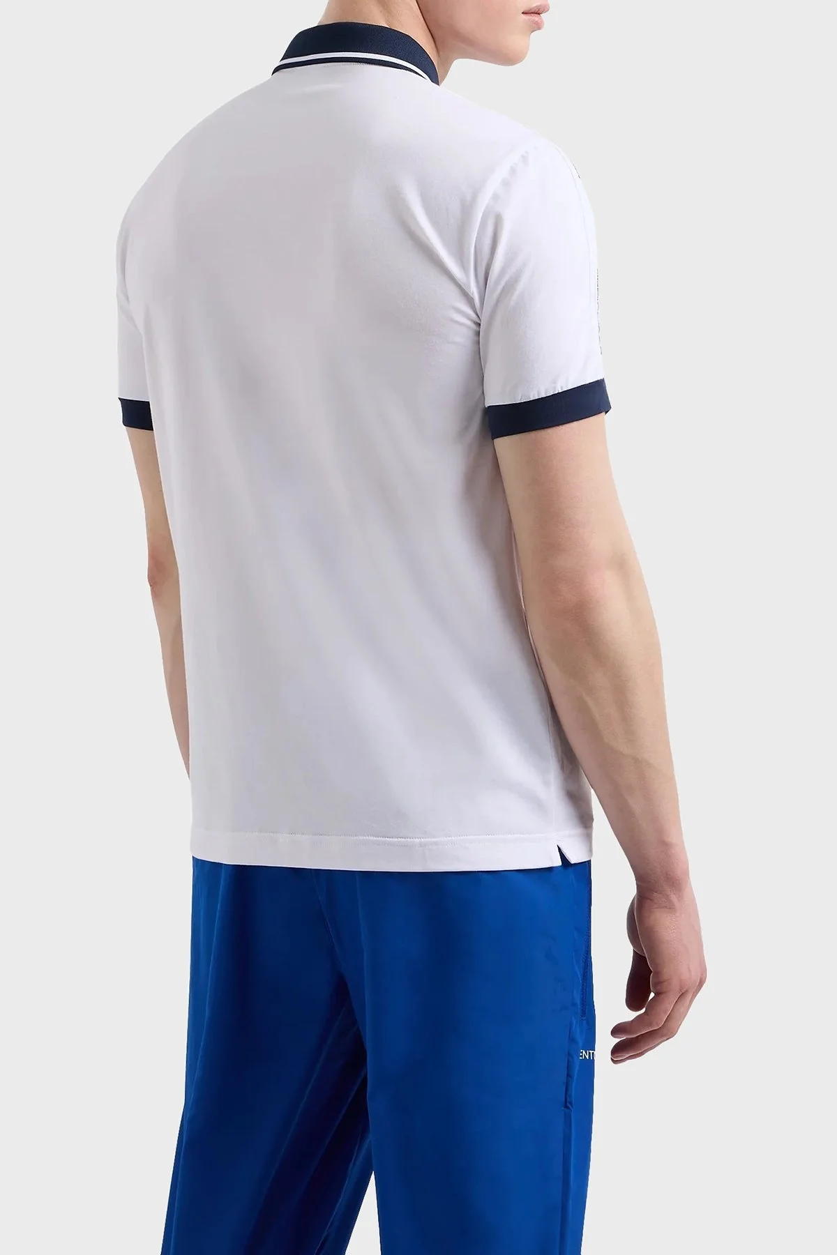 EA7 Streç Pamuklu Slim Fit Erkek Polo Yaka T Shirt 3DPF20 PJ03Z 1100 BEYAZ - 2