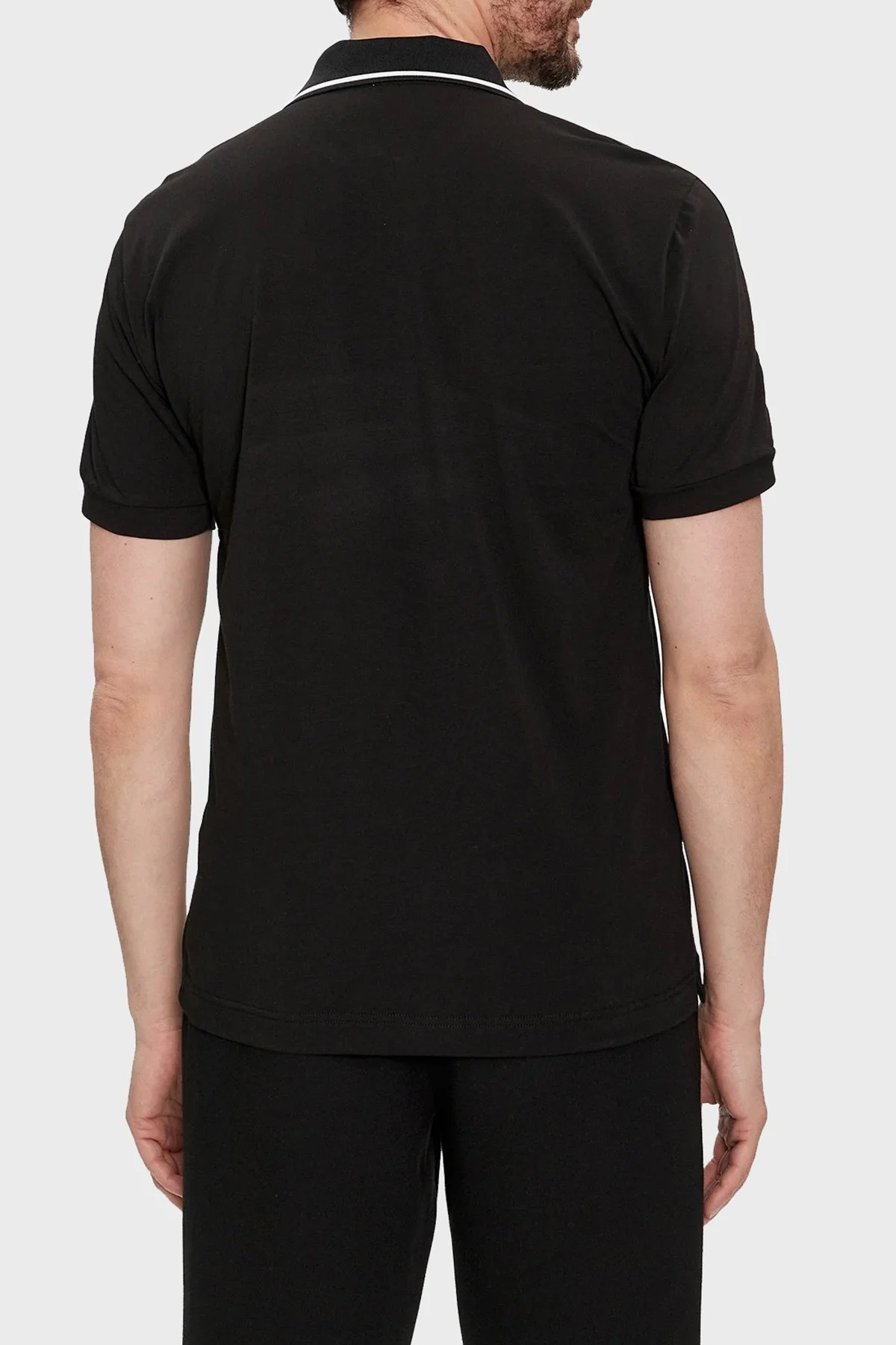 EA7 Streç Pamuklu Slim Fit Erkek Polo Yaka T Shirt 3DPF20 PJ03Z 1200 SİYAH - 3