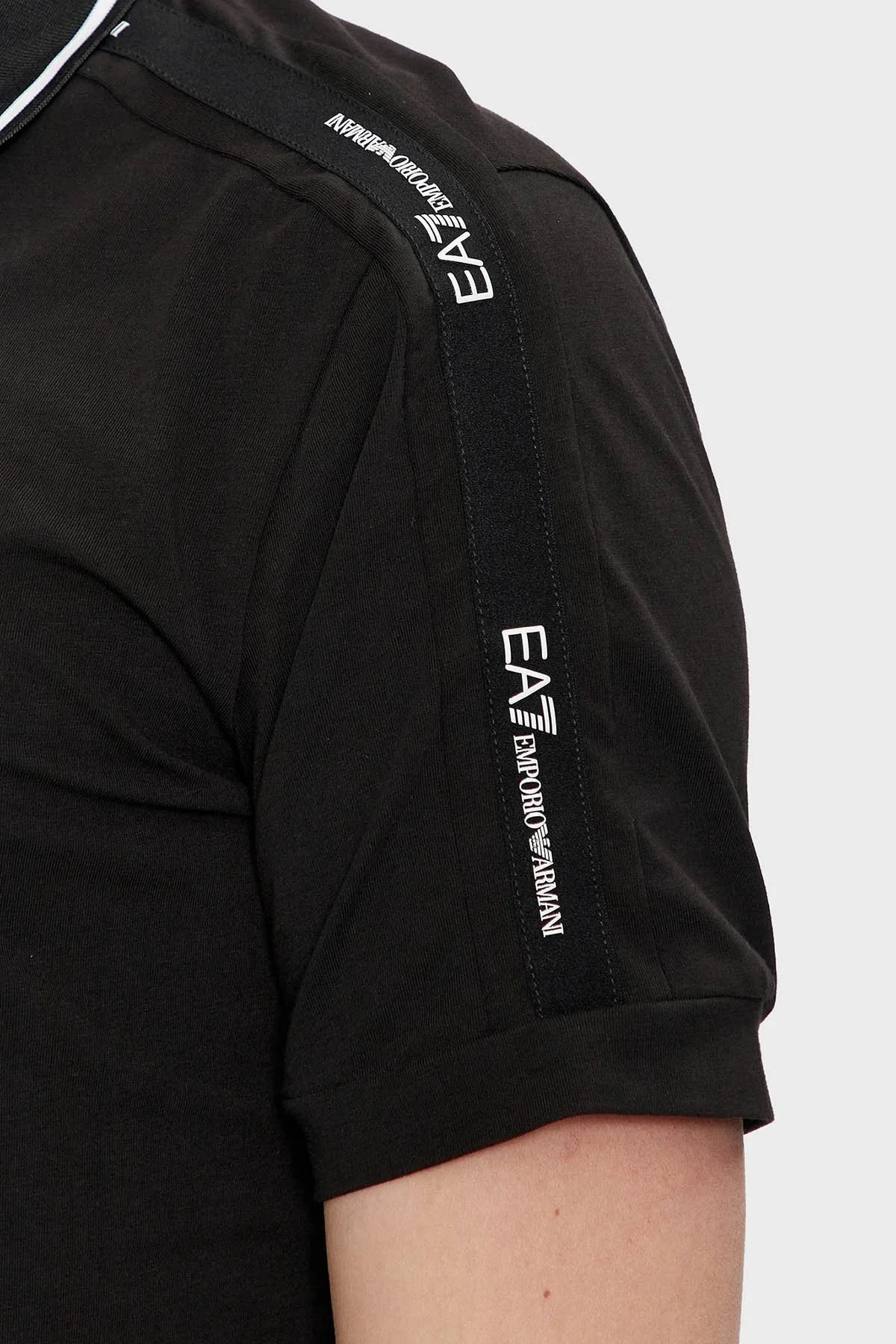 EA7 Streç Pamuklu Slim Fit Erkek Polo Yaka T Shirt 3DPF20 PJ03Z 1200 SİYAH - 5