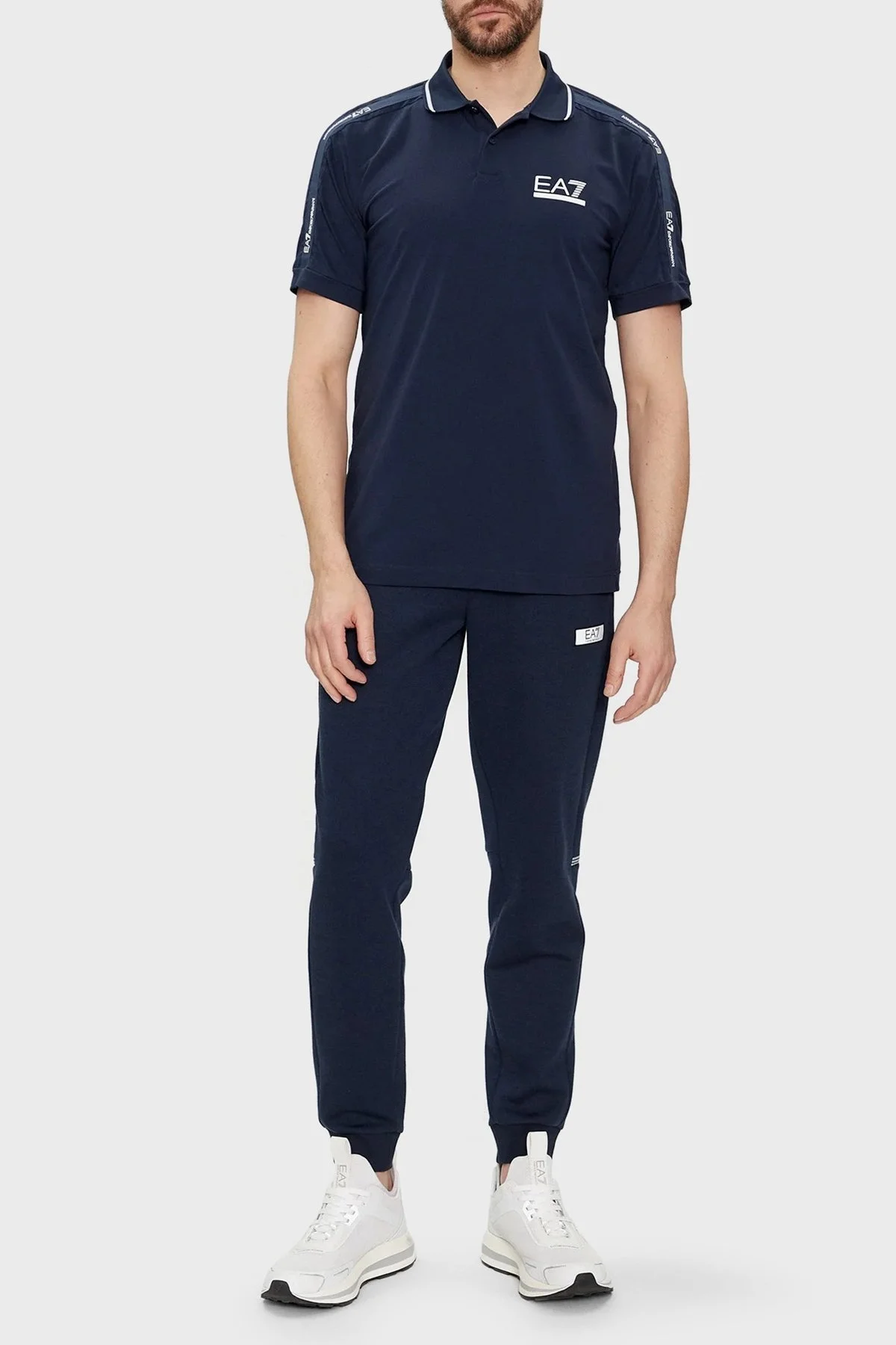 EA7 Streç Pamuklu Slim Fit Erkek Polo Yaka T Shirt 3DPF20 PJ03Z 1554 LACİVERT - 2
