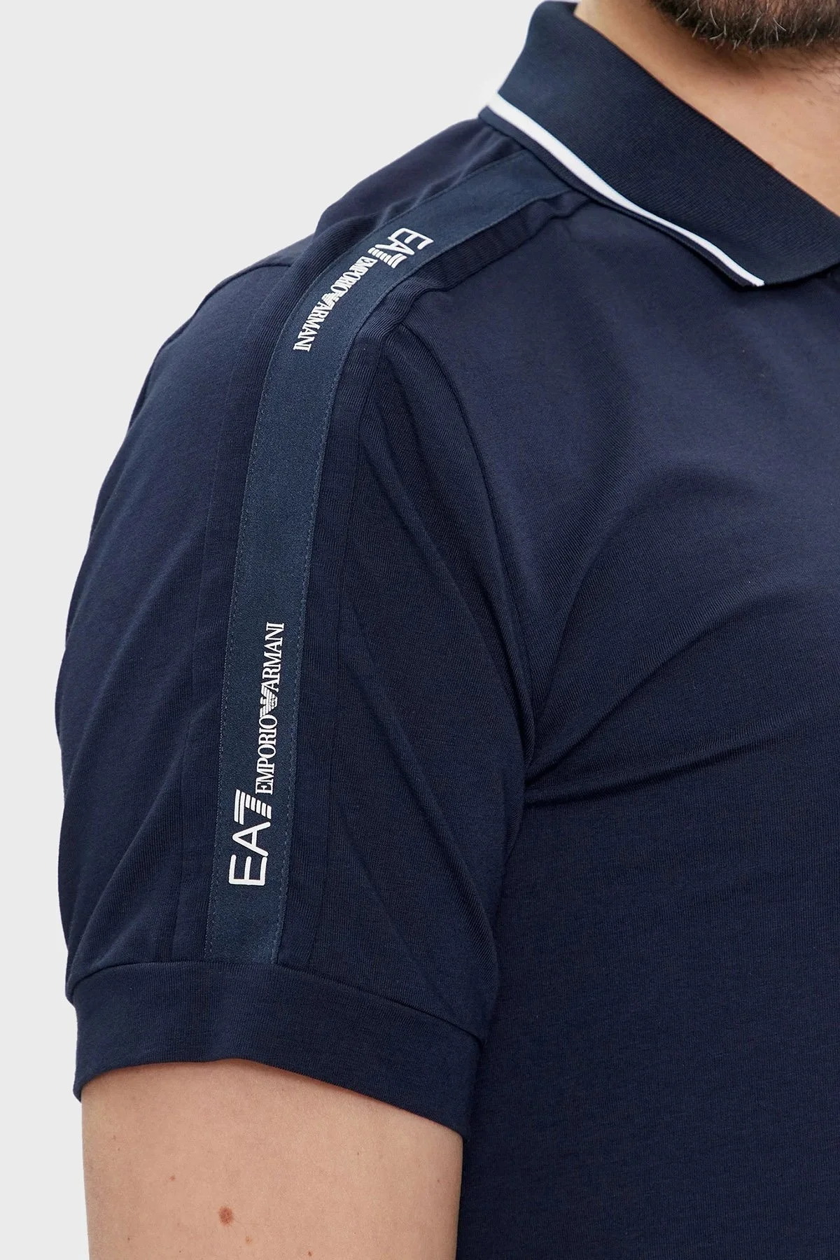 EA7 Streç Pamuklu Slim Fit Erkek Polo Yaka T Shirt 3DPF20 PJ03Z 1554 LACİVERT - 4