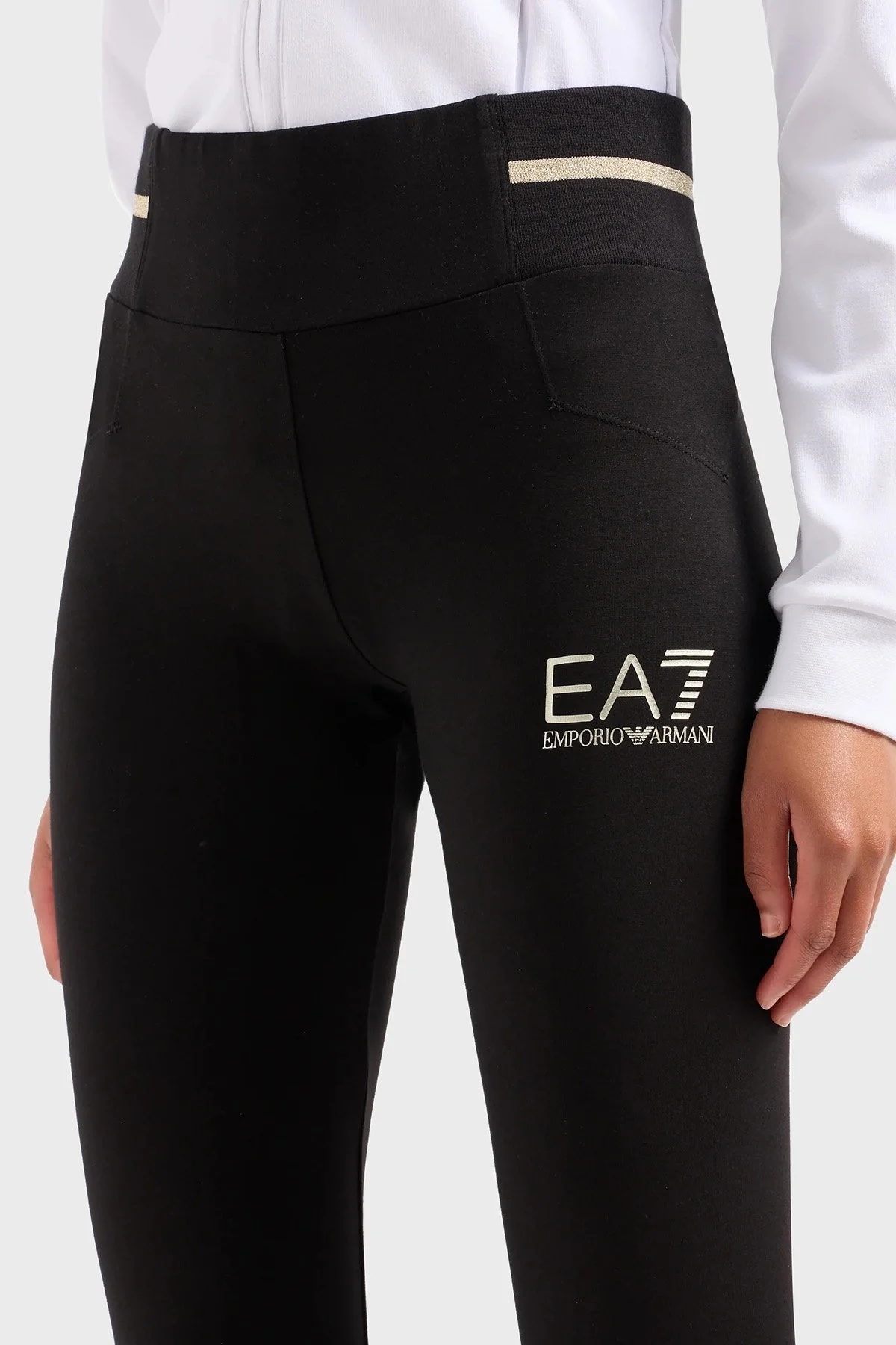 EA7 Streç Pamuklu Yüksek Bel Flare Fit Jarse Bayan Pantolon 8NTP68 TJ01Z 0200 SİYAH - 3