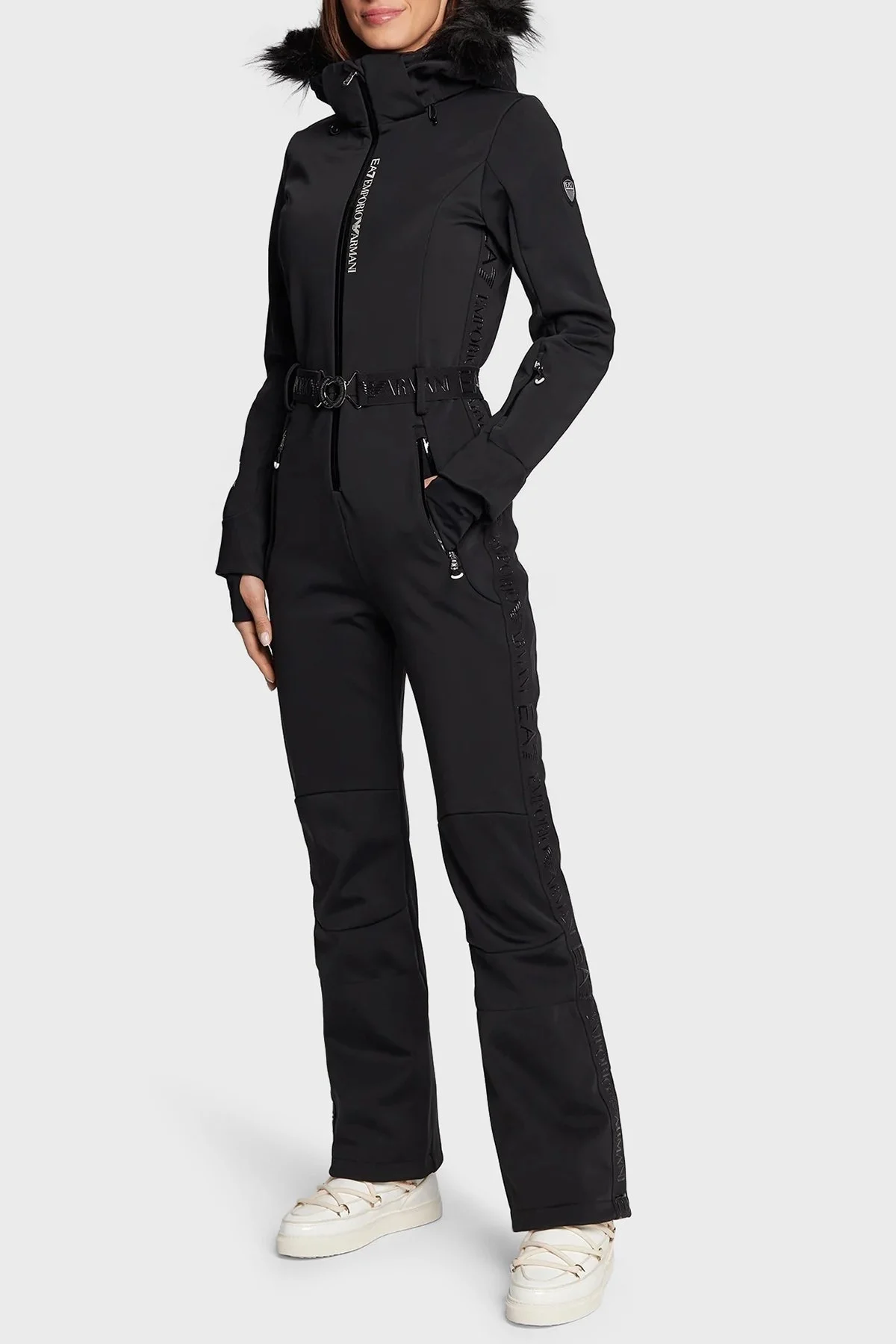 EA7 Su Geçirmez Çıkarılabilir Kapüşonlu Kayak Tulumu Bayan Kayak Takımı 6LTD02 TN8HZ 1200 SİYAH - 1