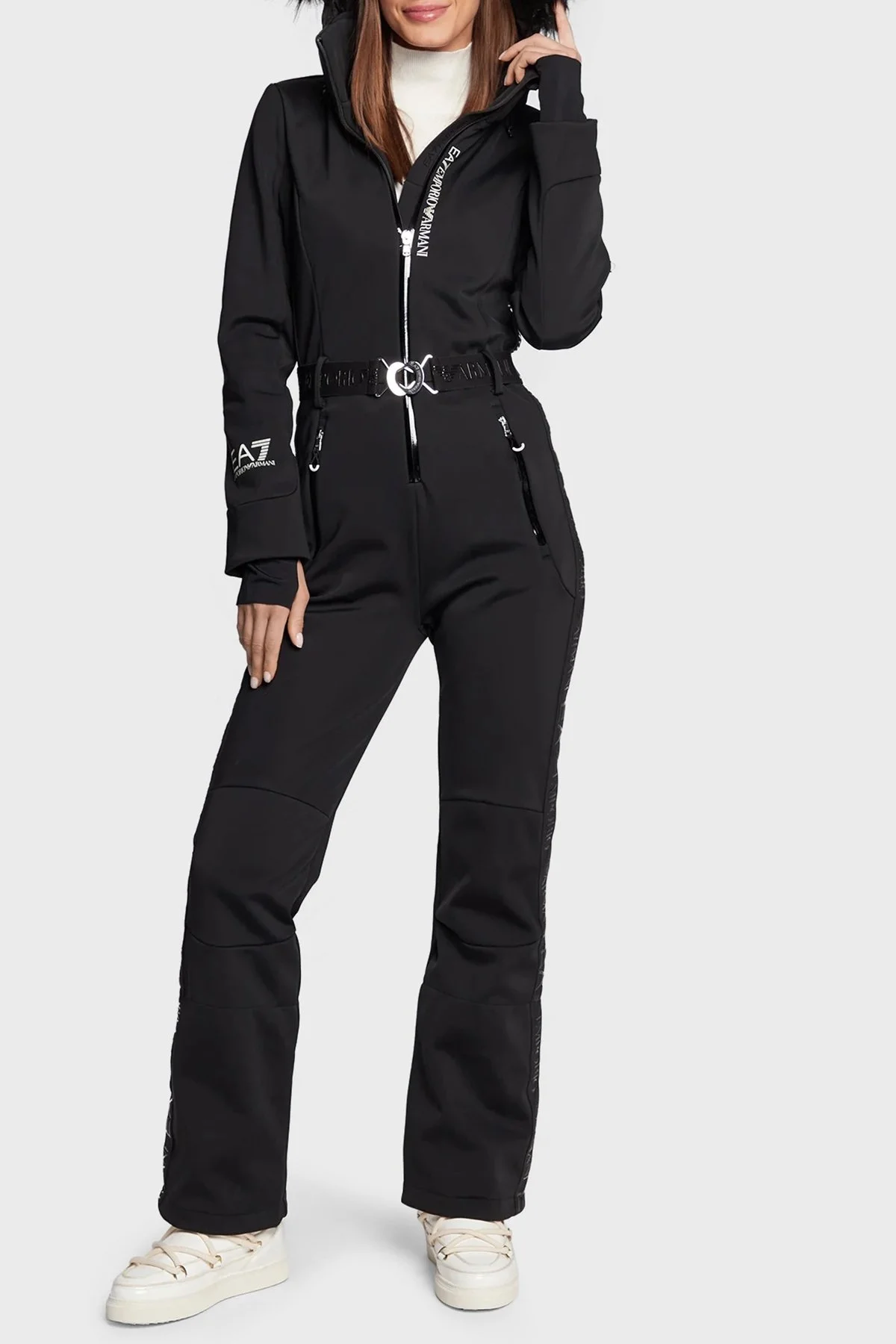 EA7 Su Geçirmez Çıkarılabilir Kapüşonlu Kayak Tulumu Bayan Kayak Takımı 6LTD02 TN8HZ 1200 SİYAH - 3