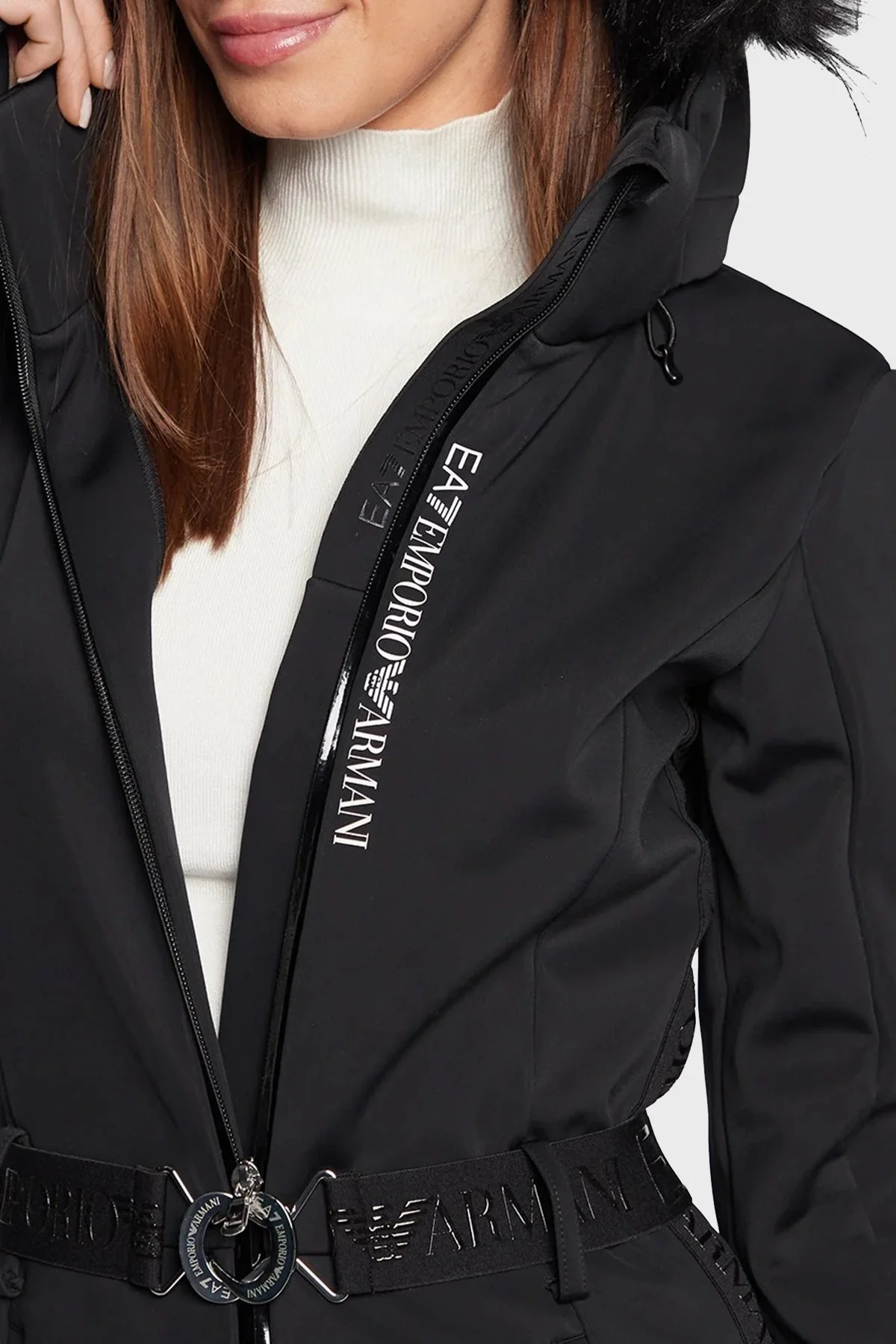 EA7 Su Geçirmez Çıkarılabilir Kapüşonlu Kayak Tulumu Bayan Kayak Takımı 6LTD02 TN8HZ 1200 SİYAH - 6