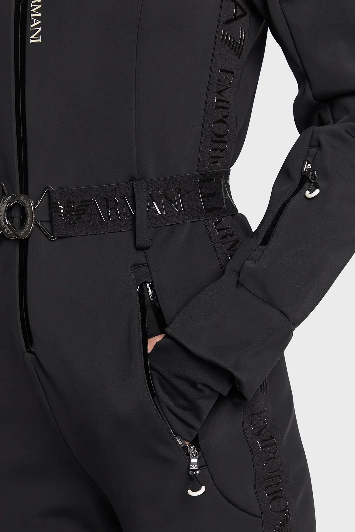 EA7 Su Geçirmez Çıkarılabilir Kapüşonlu Kayak Tulumu Bayan Kayak Takımı 6LTD02 TN8HZ 1200 SİYAH - 7