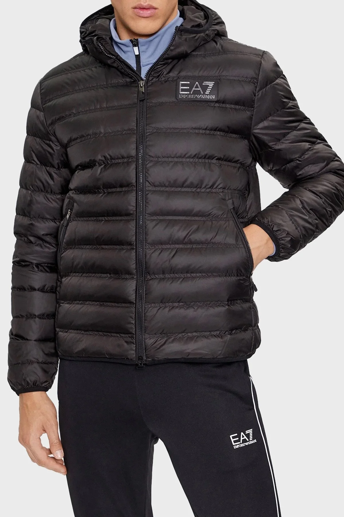 EA7 Su Geçirmez Kuş Tüyü Dolgulu Kapüşonlu Erkek Mont 6RPB16 PN5ZZ 1200 SİYAH - 1
