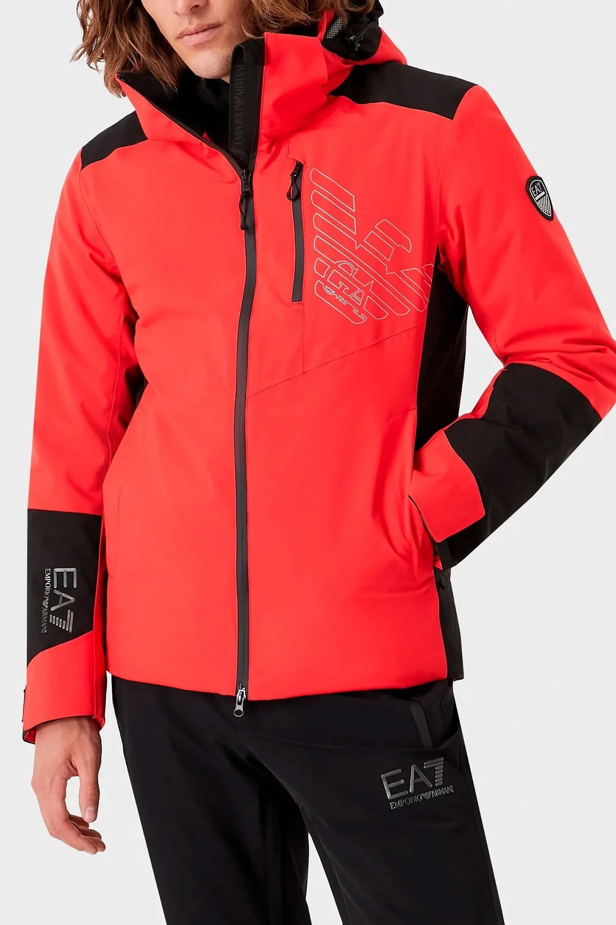 EA7 Su Geçirmez Termal Çıkarılabilir Kapüşonlu Erkek Mont 6LPG08 PN45Z 1465 KIRMIZI - 1