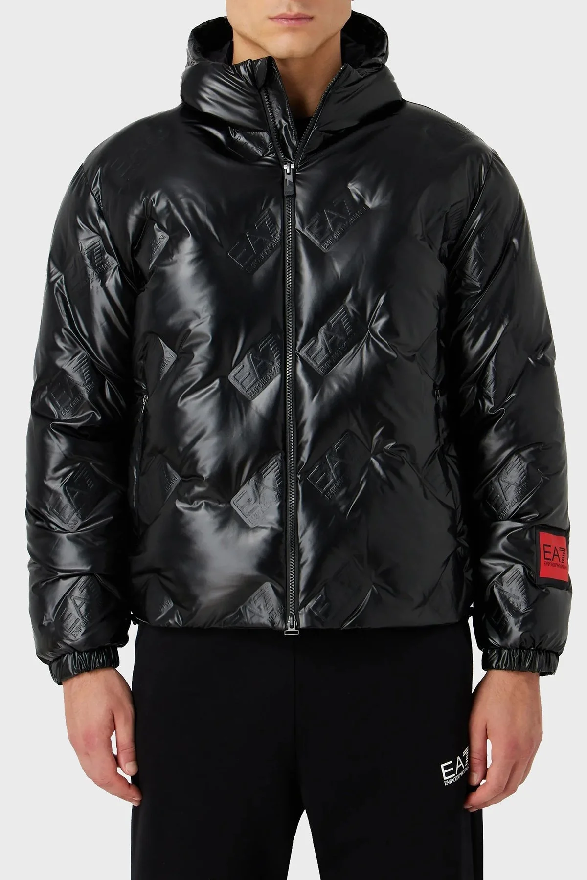 EA7 Suya ve Rüzgara Dayanıklı Kapüşonlu Oversize Erkek Mont 6RPB34 PNEIZ 1200 SİYAH - 1