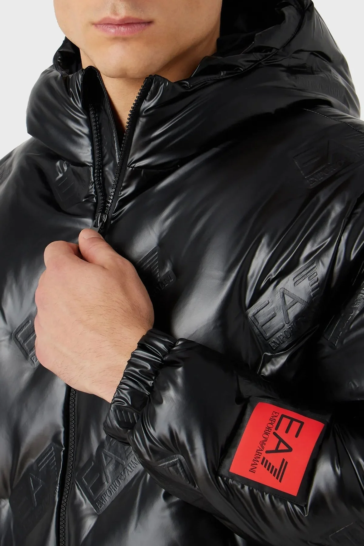 EA7 Suya ve Rüzgara Dayanıklı Kapüşonlu Oversize Erkek Mont 6RPB34 PNEIZ 1200 SİYAH - 5