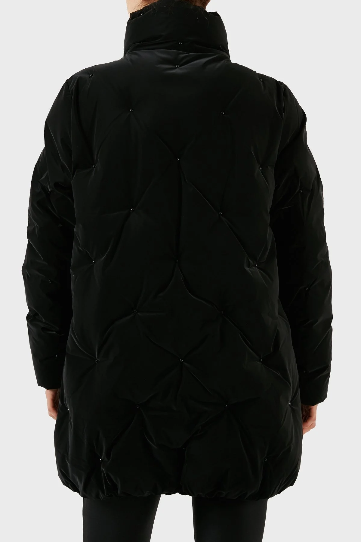 EA7 Taş Detaylı Fermuarlı Dik Yaka Regular Fit Uzun Bayan Mont 6RTK34 TNDMZ 1200 SİYAH - 2