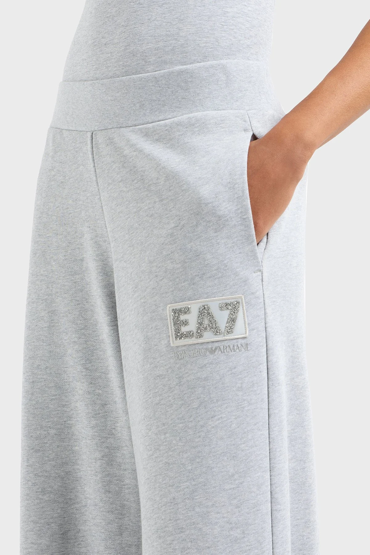 EA7 Wide Leg Normal Bel Bol Paça Logolu Kadın Pantolon 7W000179 AF12473 O8002 GRİ - 4
