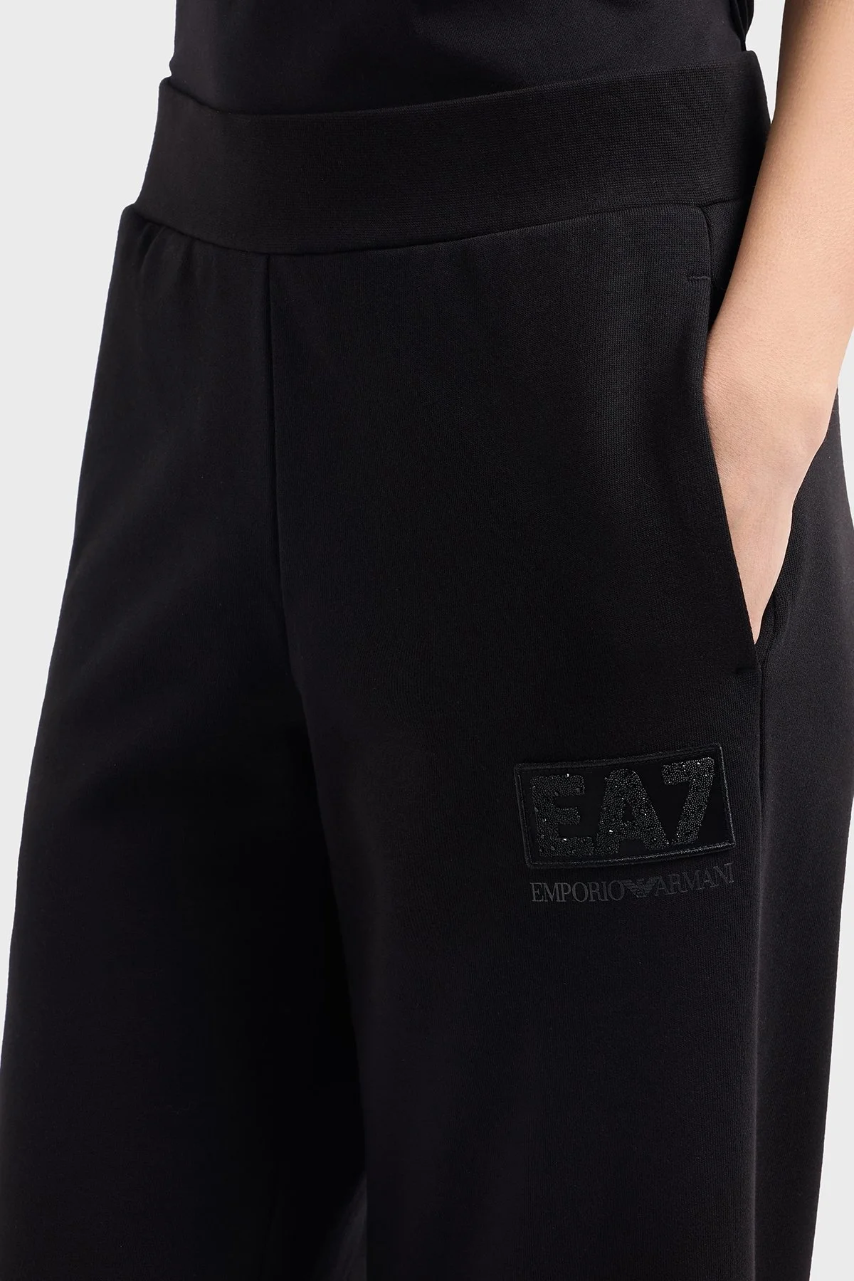 EA7 Wide Leg Normal Bel Bol Paça Logolu Bayan Pantolon 7W000179 AF12473 UC001 SİYAH - 4