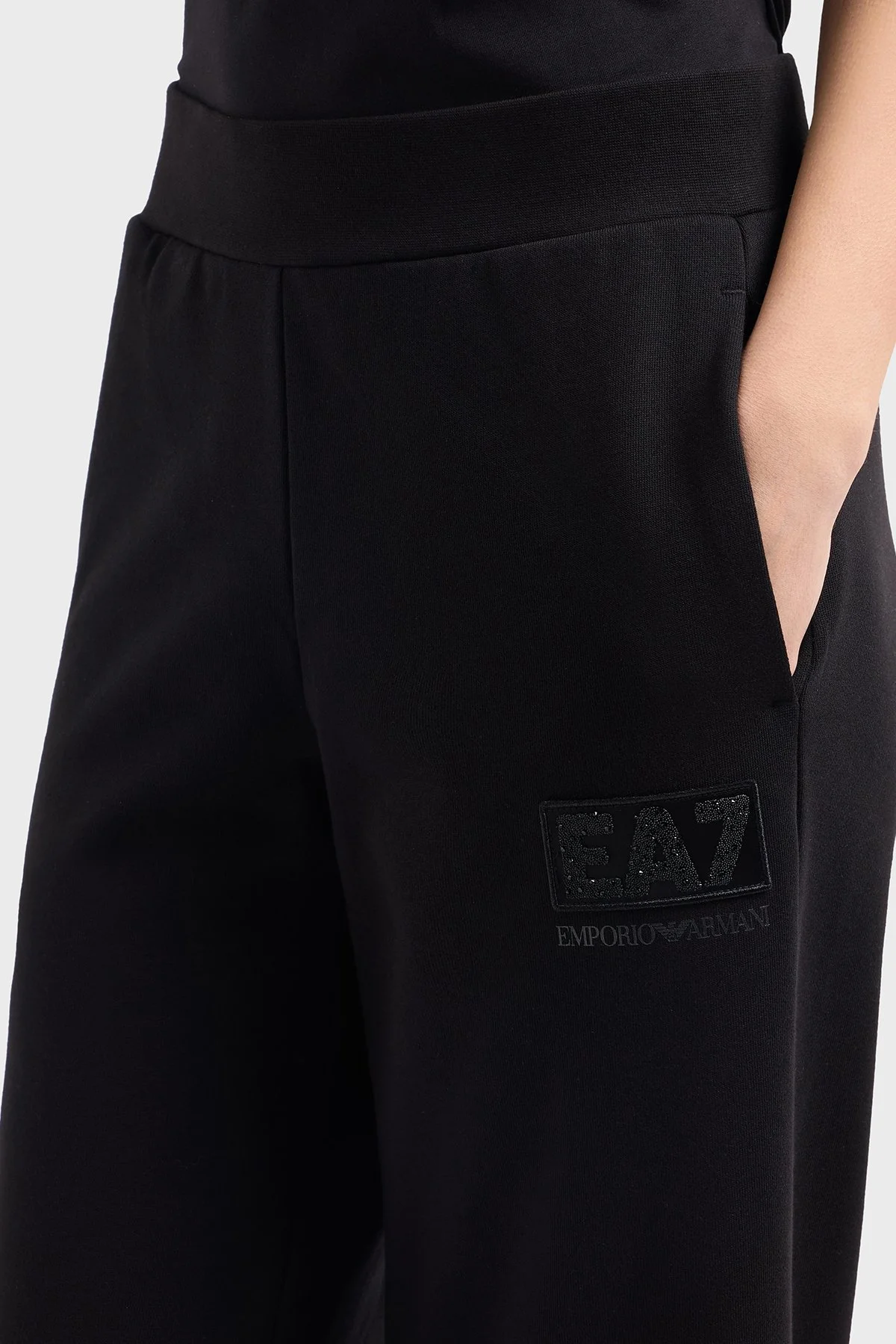 EA7 Wide Leg Normal Bel Bol Paça Logolu Kadın Pantolon 7W000179 AF12473 UC001 SİYAH - 4