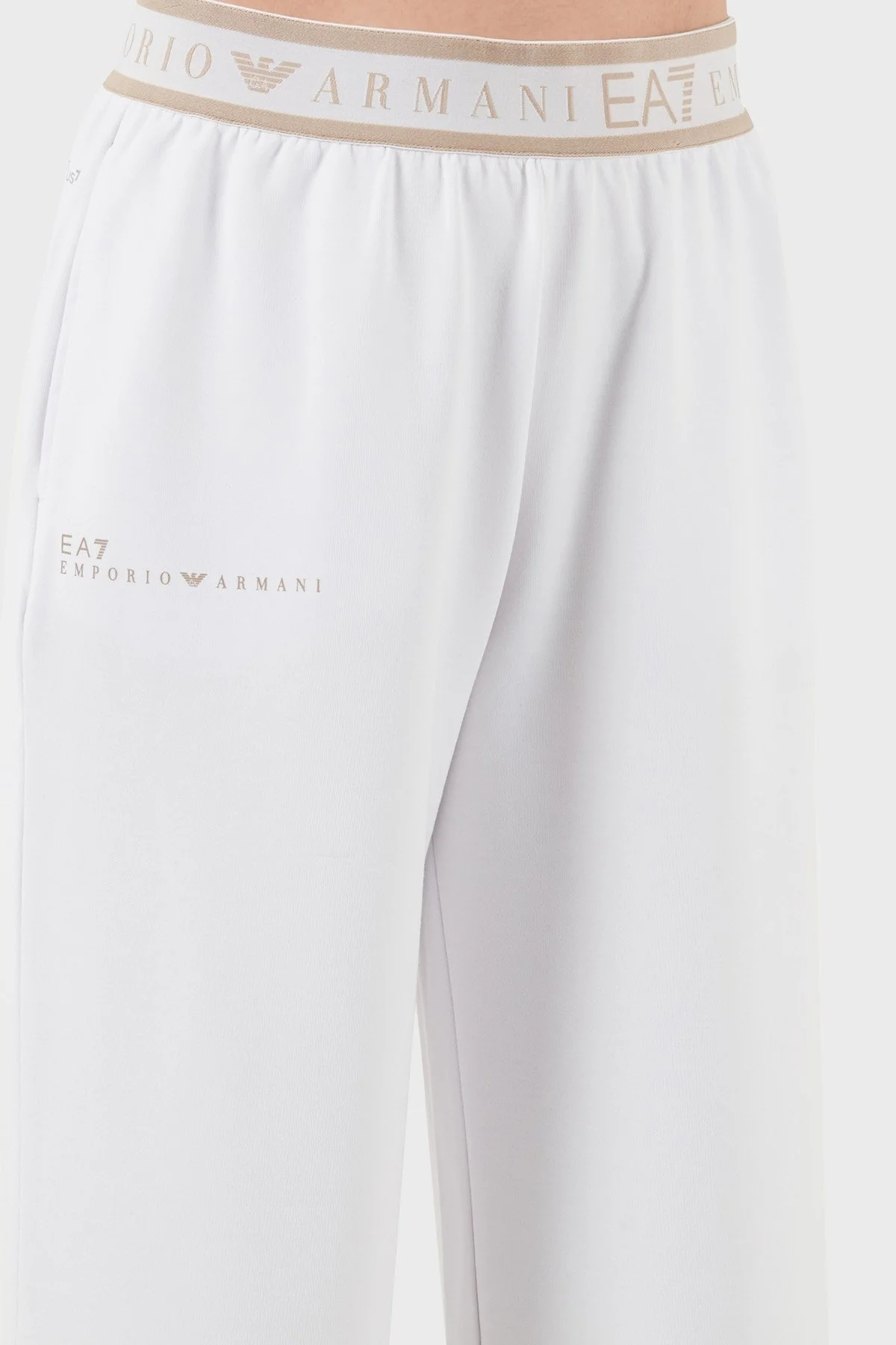 EA7 Wide Leg Yüksek Bel Bol Paça Logolu Bayan Pantolon 7W000281 AF12501 U0002 BEYAZ - 7