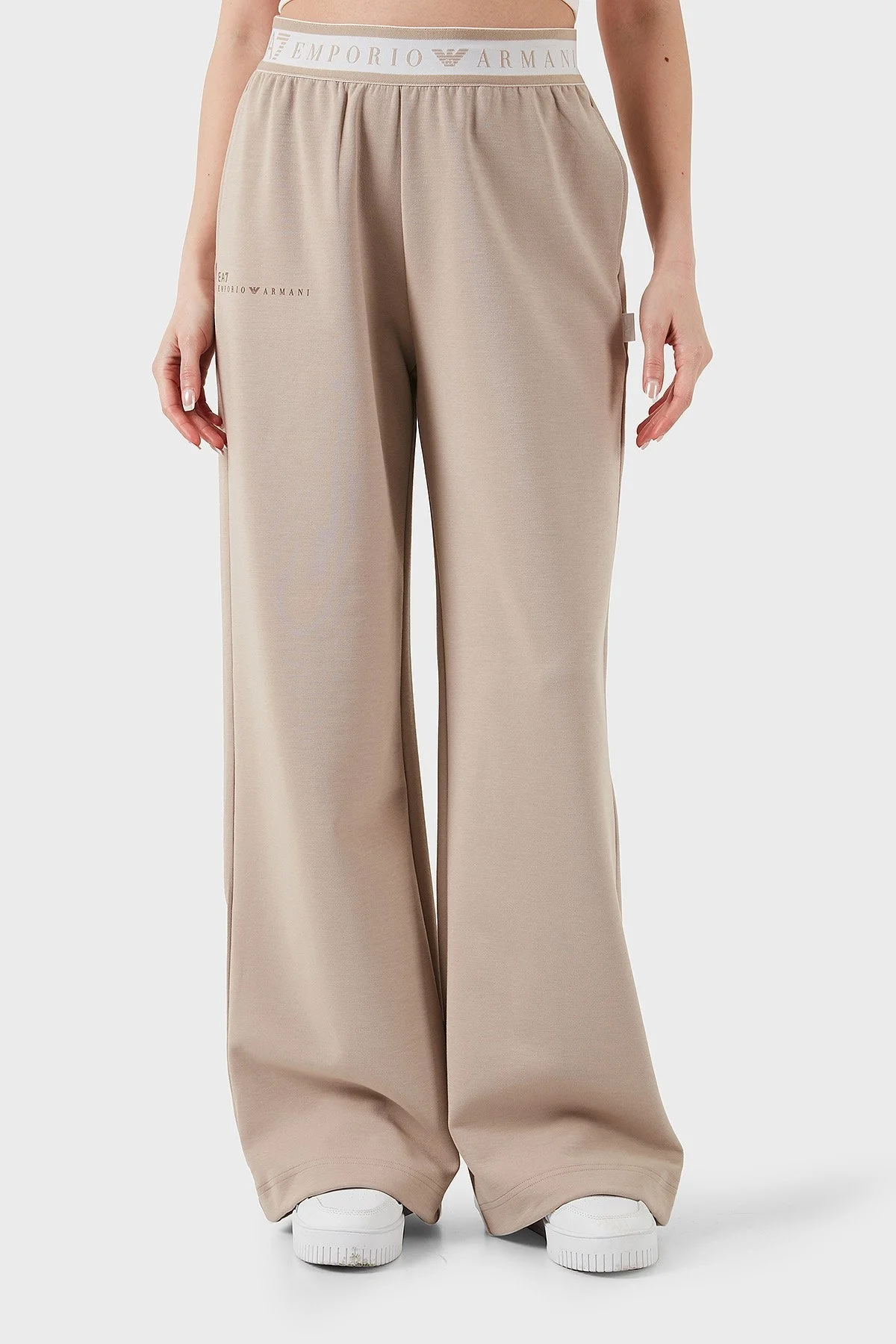 EA7 Wide Leg Yüksek Bel Bol Paça Logolu Bayan Pantolon 7W000281 AF12501 U6155 BEJ - 1