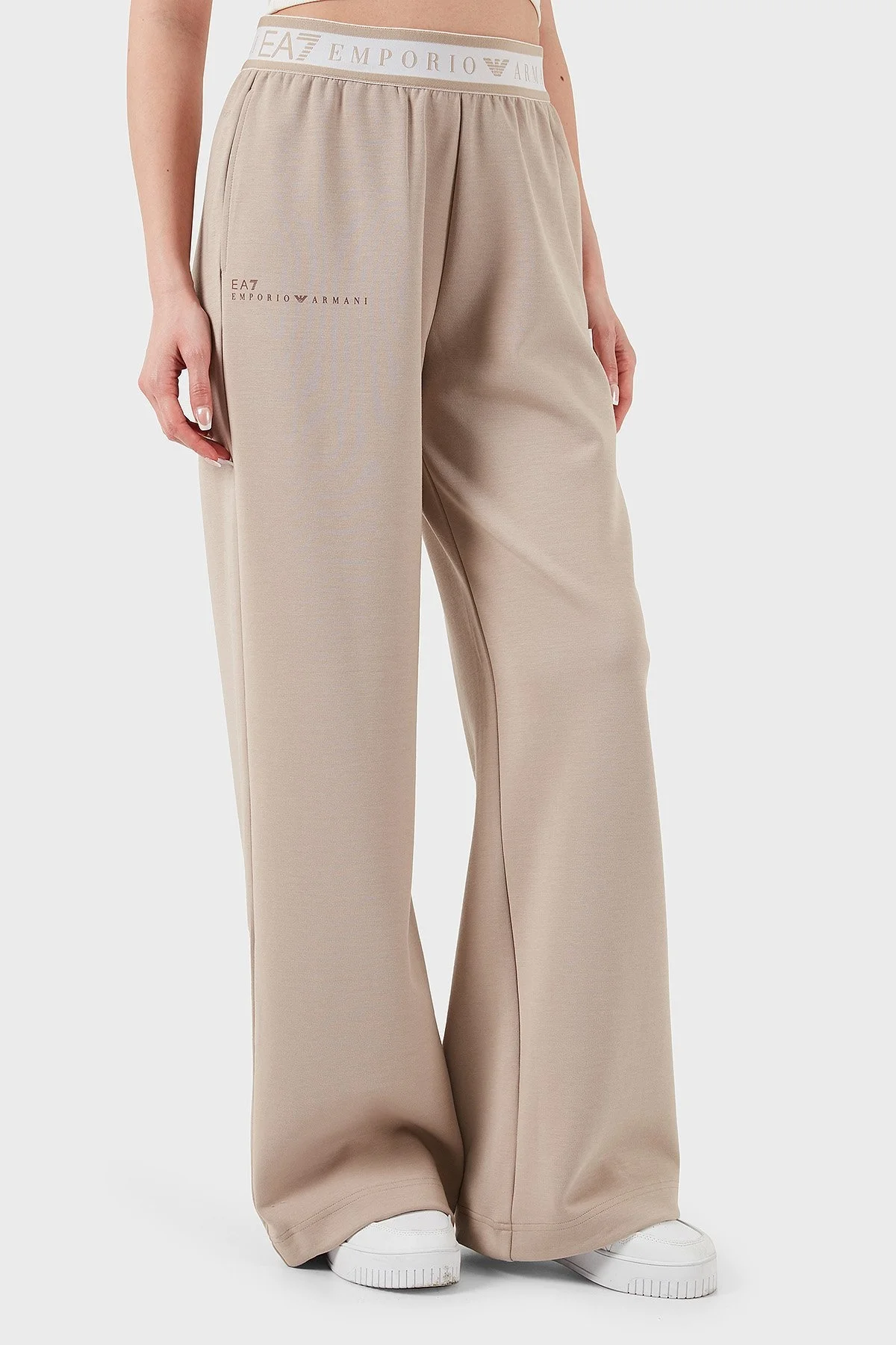 EA7 Wide Leg Yüksek Bel Bol Paça Logolu Bayan Pantolon 7W000281 AF12501 U6155 BEJ - 2