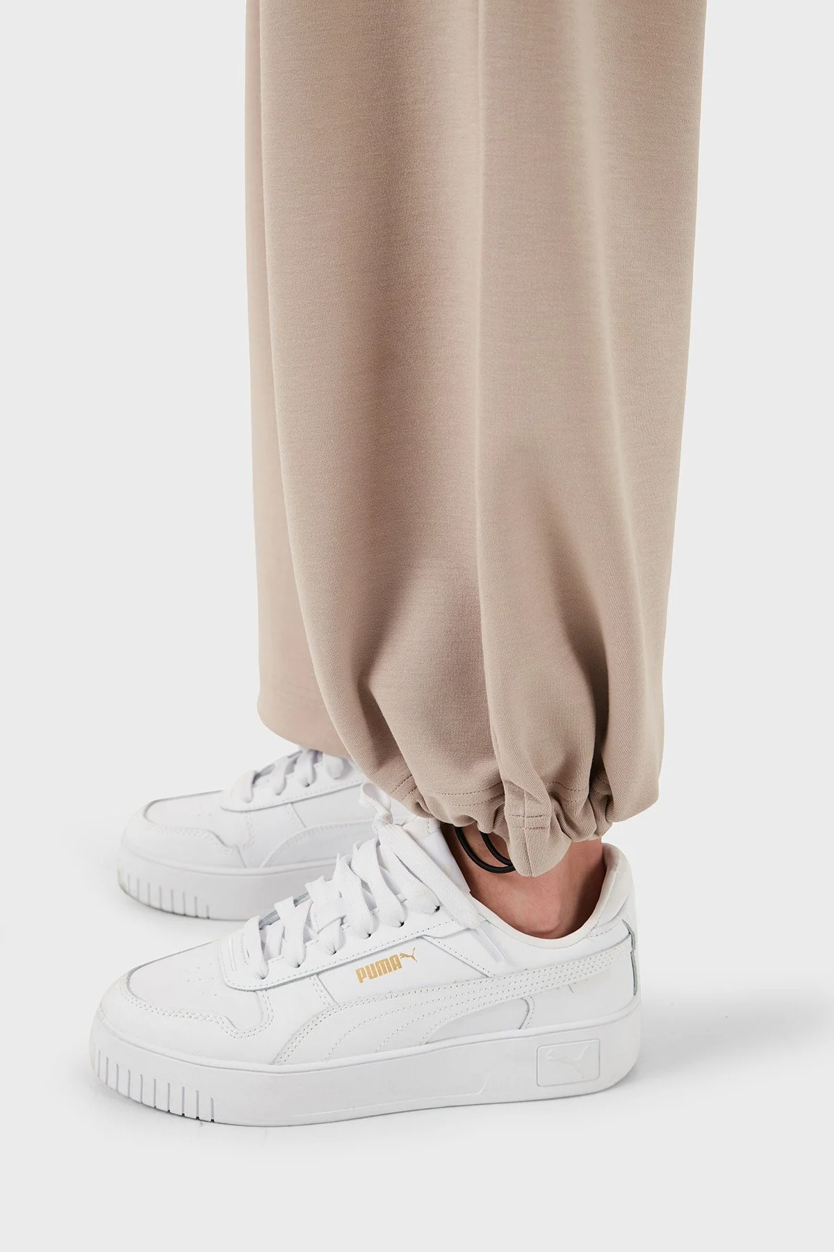 EA7 Wide Leg Yüksek Bel Bol Paça Logolu Bayan Pantolon 7W000281 AF12501 U6155 BEJ - 6