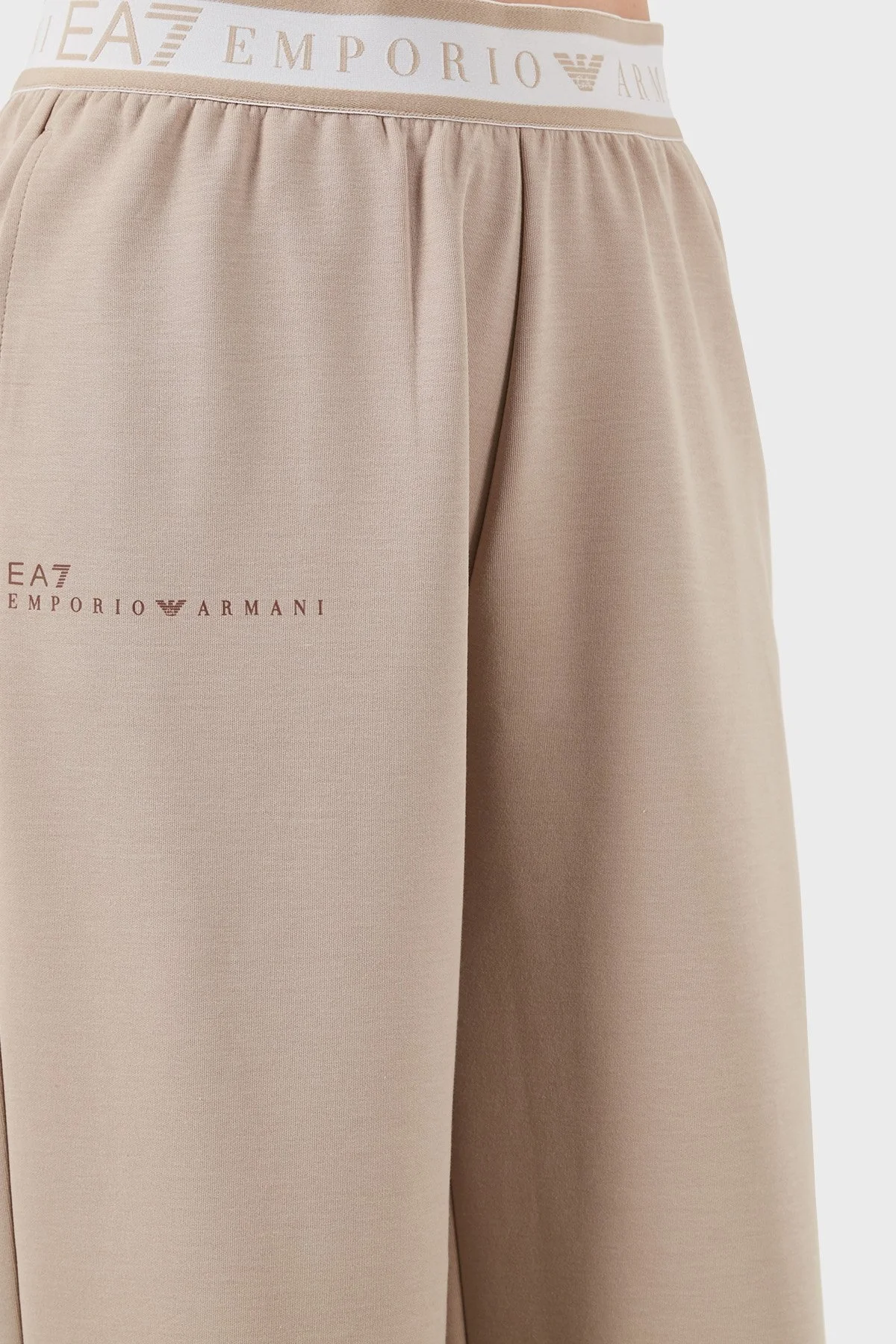 EA7 Wide Leg Yüksek Bel Bol Paça Logolu Bayan Pantolon 7W000281 AF12501 U6155 BEJ - 7